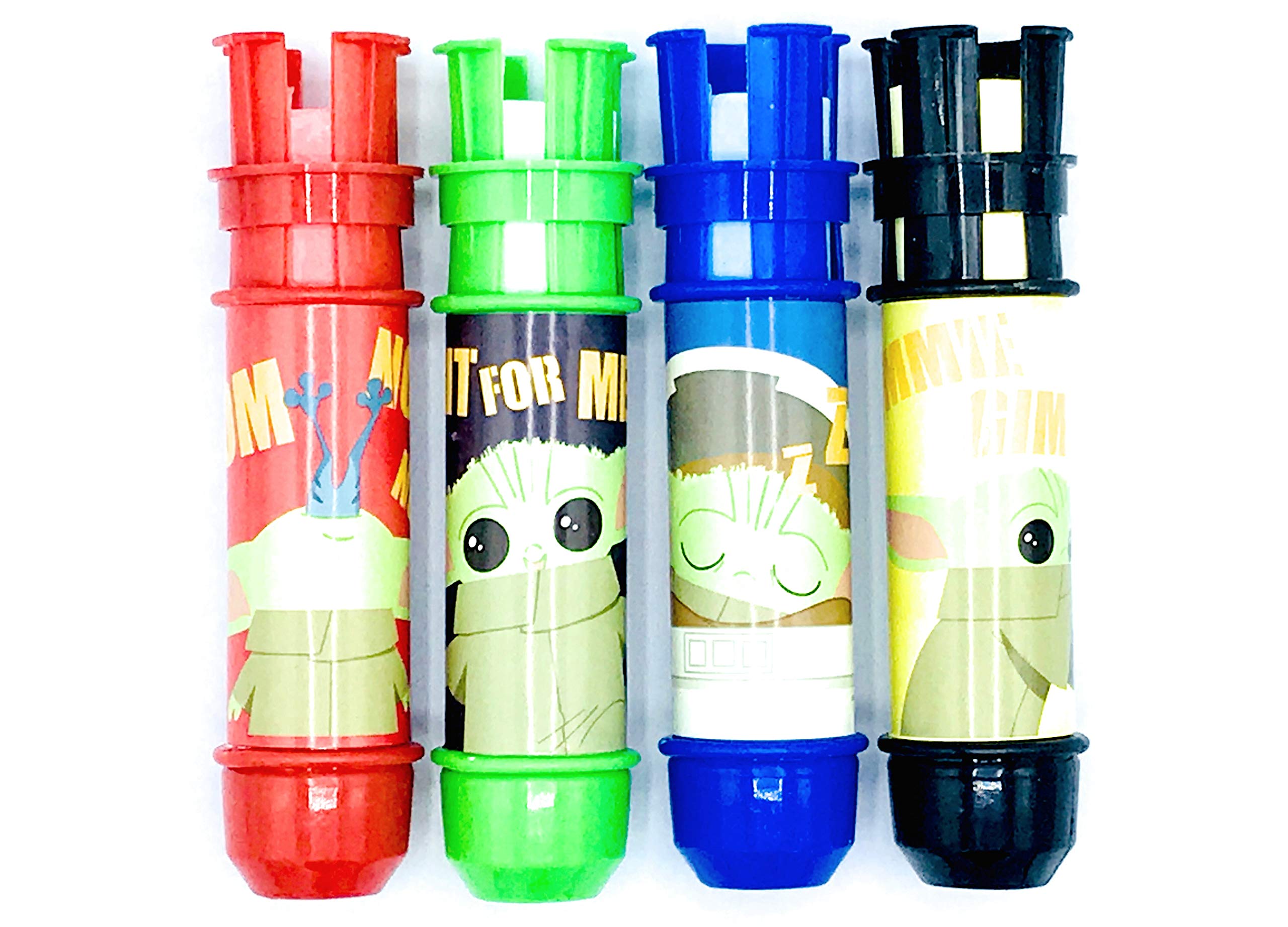 Star Wars The Mandalorian Baby Yoda 4-Piece Jumbo Chalk Set with 4 Holders & 4 Colors (Red, Green, Yellow, Blue) - Fun Outdoor Sidewalk Drawing for Kids