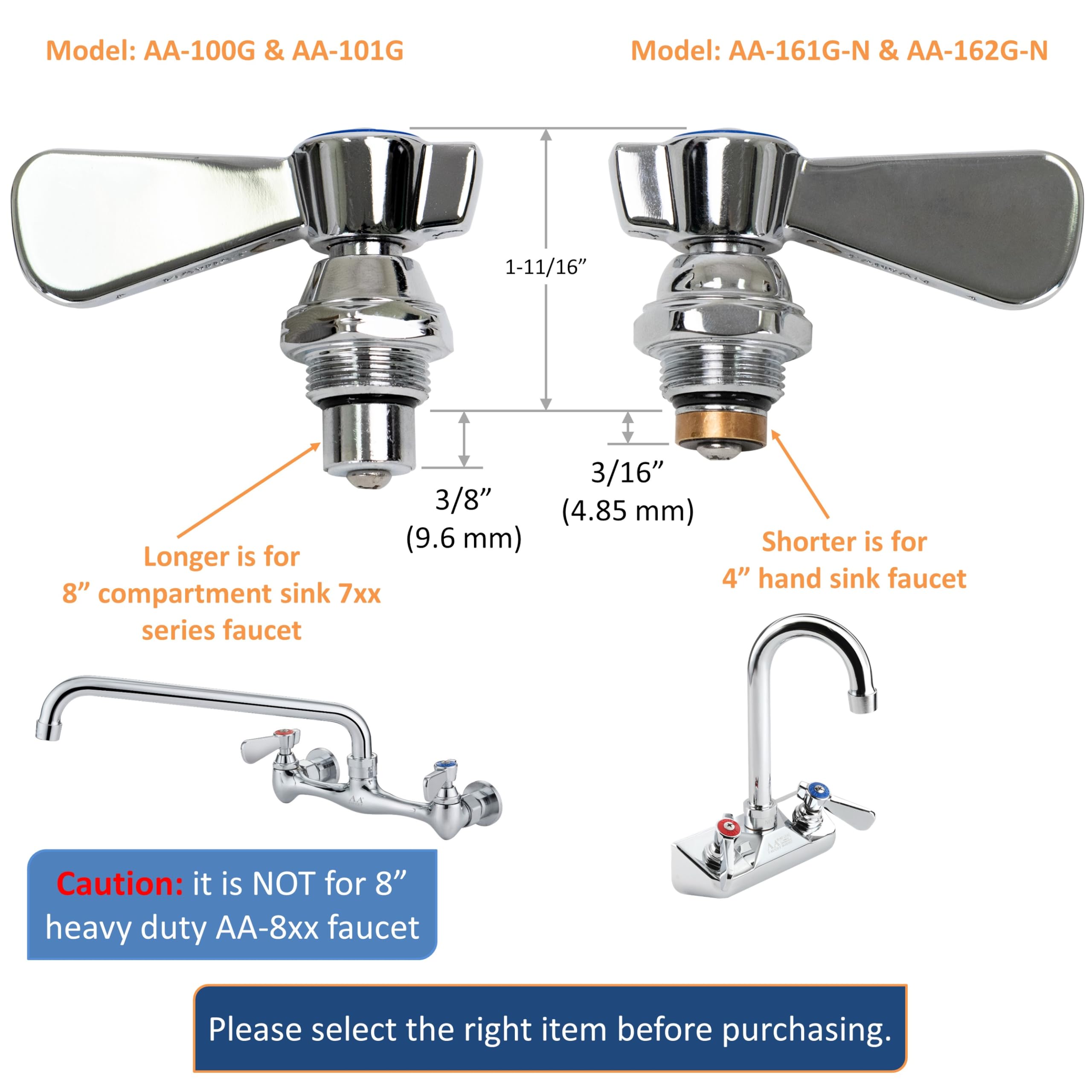 AA-161G+HDL Cold Stem Set with Handle for AA Faucet AA-400 Series 4