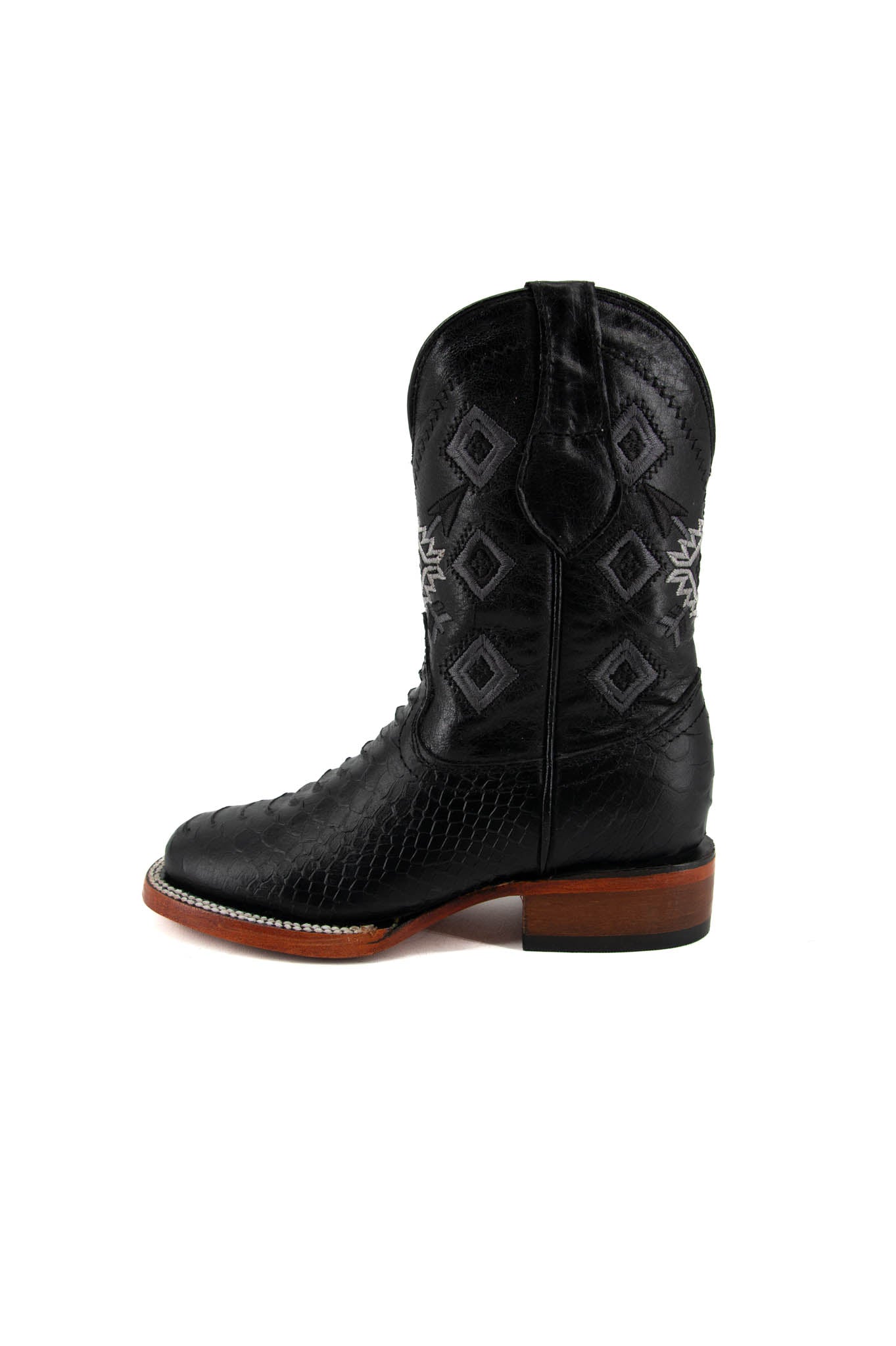 Kids' Cowboy Boots - Pro Rodeo Style with Python Print | Western Boots for Boys & Girls | Perfect for Rodeo Events, Halloween Costumes & Western Fashion