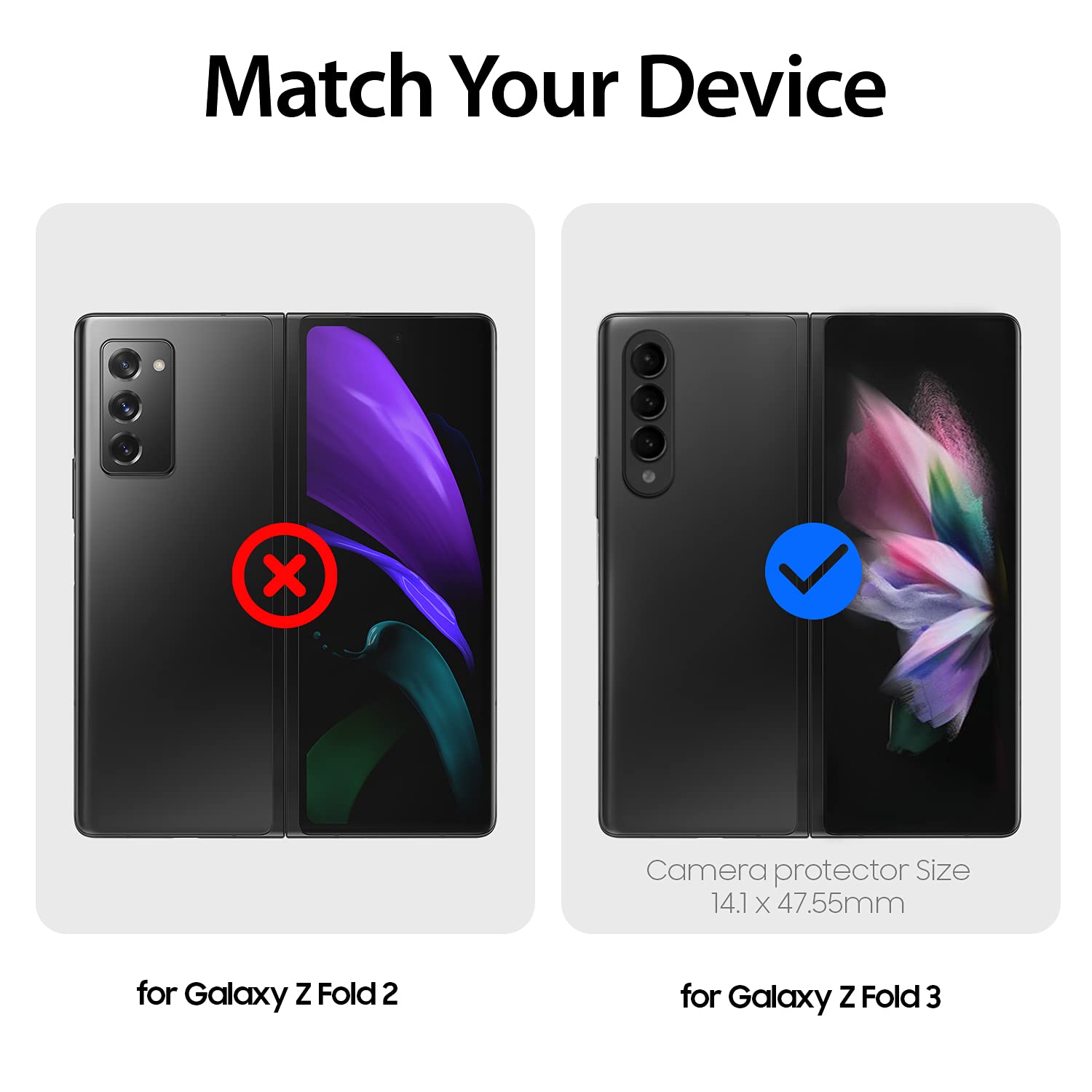 Whitestone Dome Galaxy Z Fold 3 Camera Protector - 2 Pack, Scratch-Resistant Screen Protector with Easy One-Touch Installation - Perfect for Travel, Outdoor Activities & Daily Protection