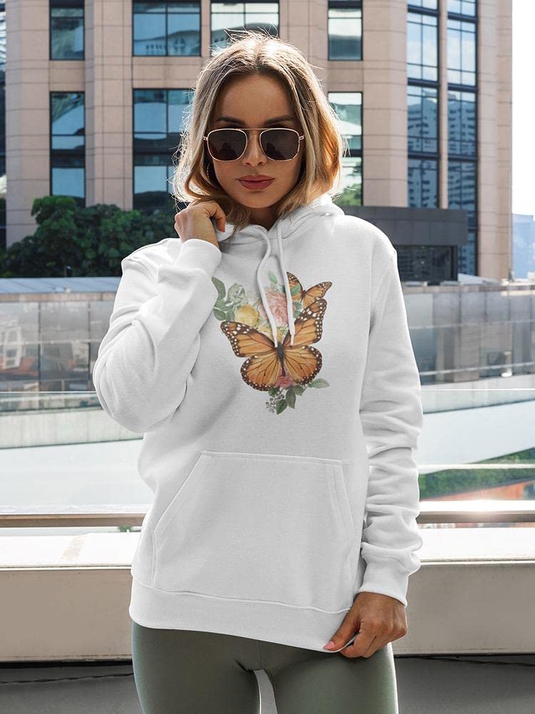 Smartprints Butterflies and Flowers Hoodie for Women - Cute Floral Print Pullover Sweatshirt | Perfect for Casual Wear, Outfits with Jeans, and Cozy Loungewear