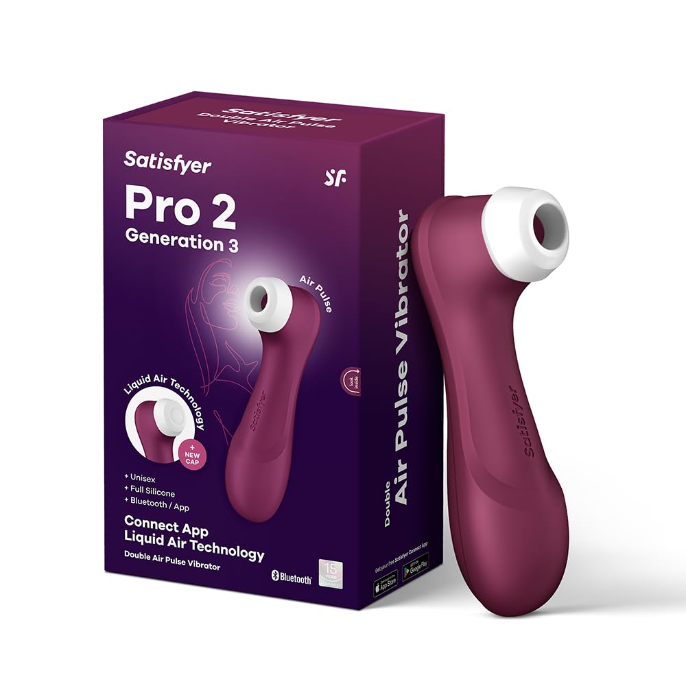Satisfyer Pro 2 Generation 3 Bluetooth Clitoral Stimulator - Liquid Air Technology Vibrating Sex Toy for Women | Rechargeable Adult Pleasure Device | Wine Red | Perfect for Solo Play & Couples Intimacy
