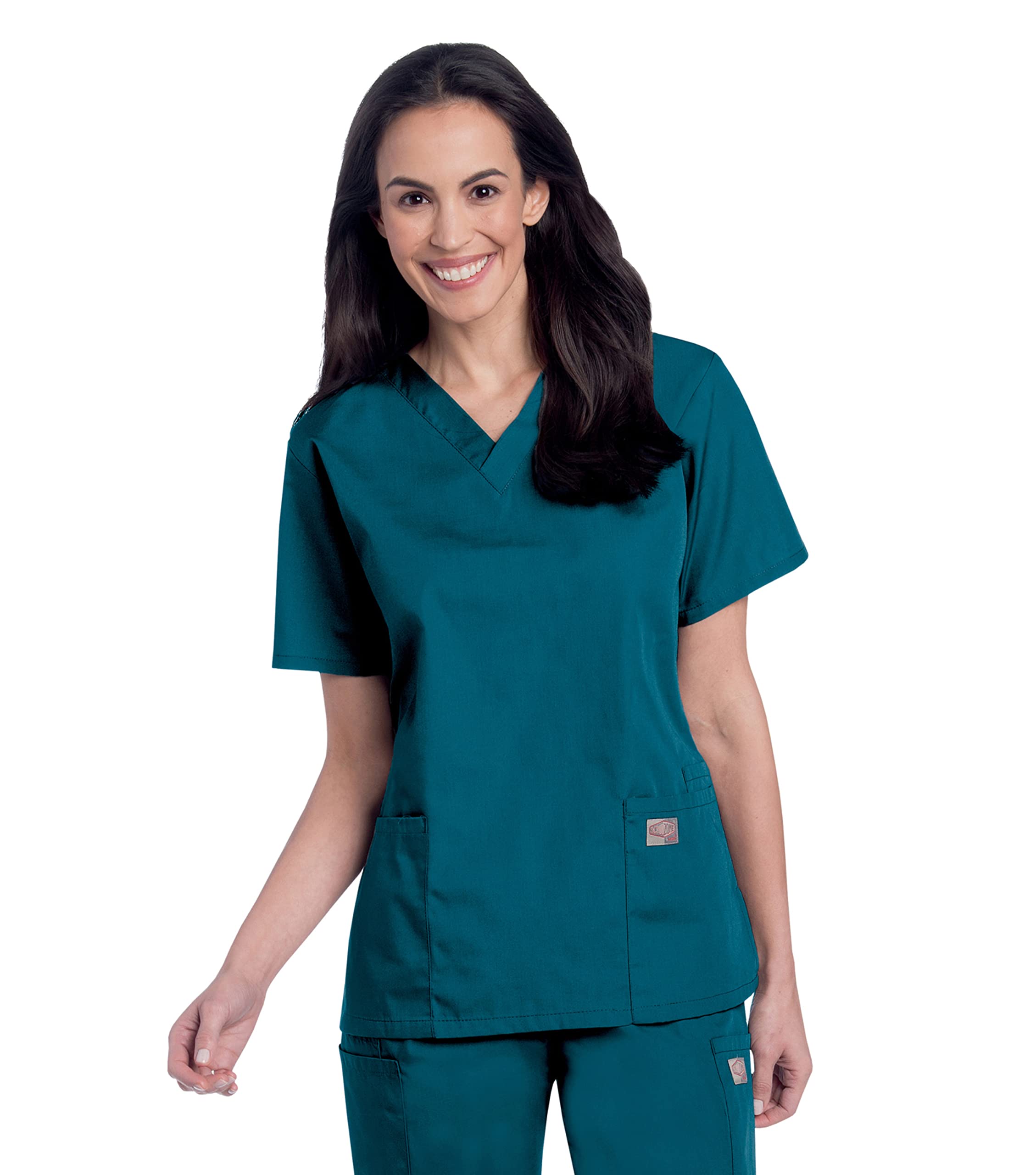 Landau Scrub Zone Relaxed Fit 2-Pocket V-Neck Scrub Top for Women 70221 - Comfortable Medical Uniform for Nurses & Healthcare Professionals - Perfect for Hospitals, Clinics & Long Shifts