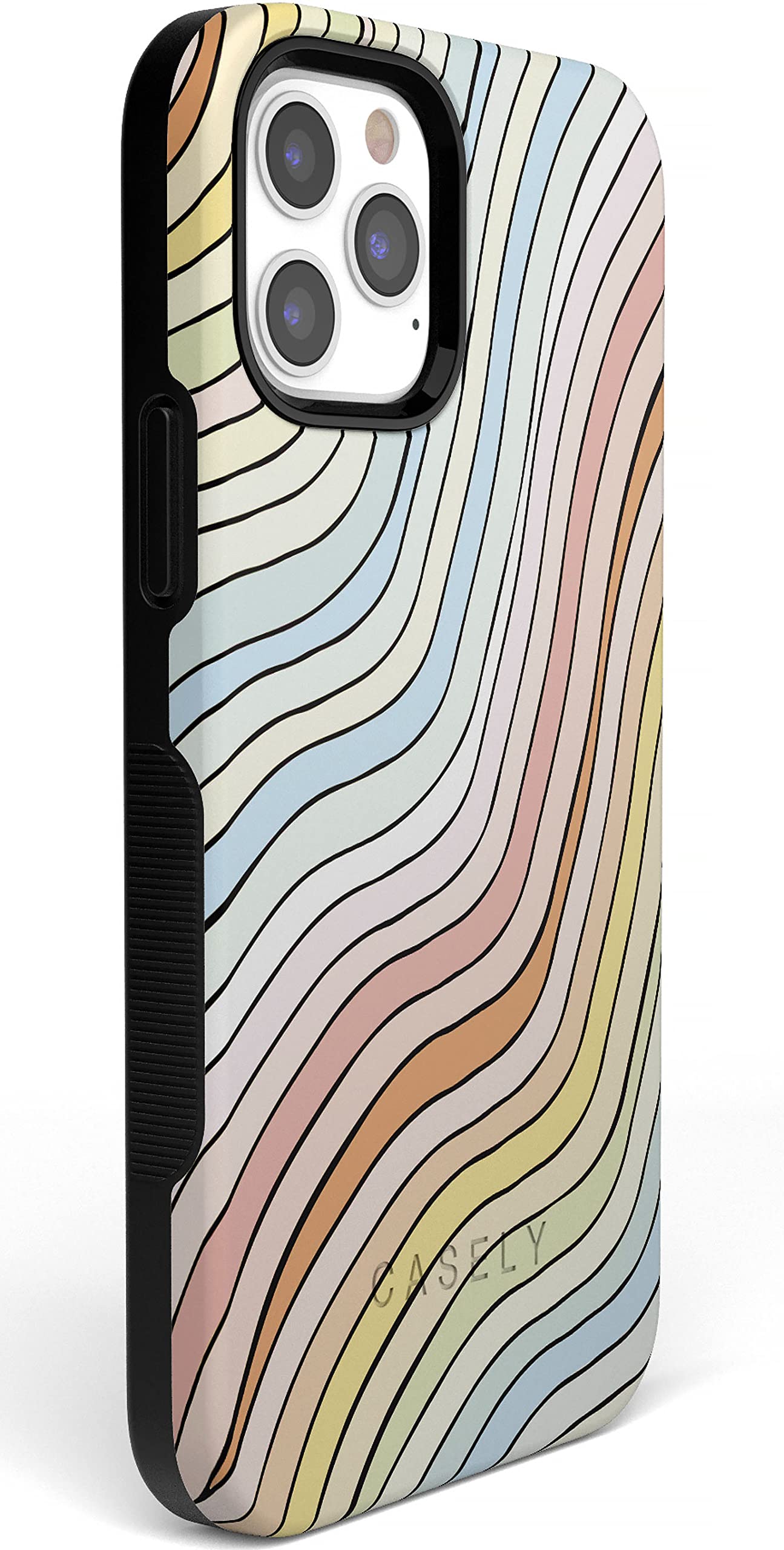 Casely iPhone 11 Pro Case - Pastel Rainbow Lined Protective Cover | Shockproof & Slim Design | Perfect for Beach, Travel & Everyday Use