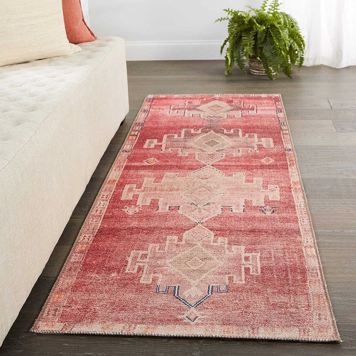 Jaipur Living Machine Washable 2x10 Runner Rug - Farmhouse Style Pink Area Rug for Hallway, Kitchen, or Entryway | Soft & Durable Home Decor