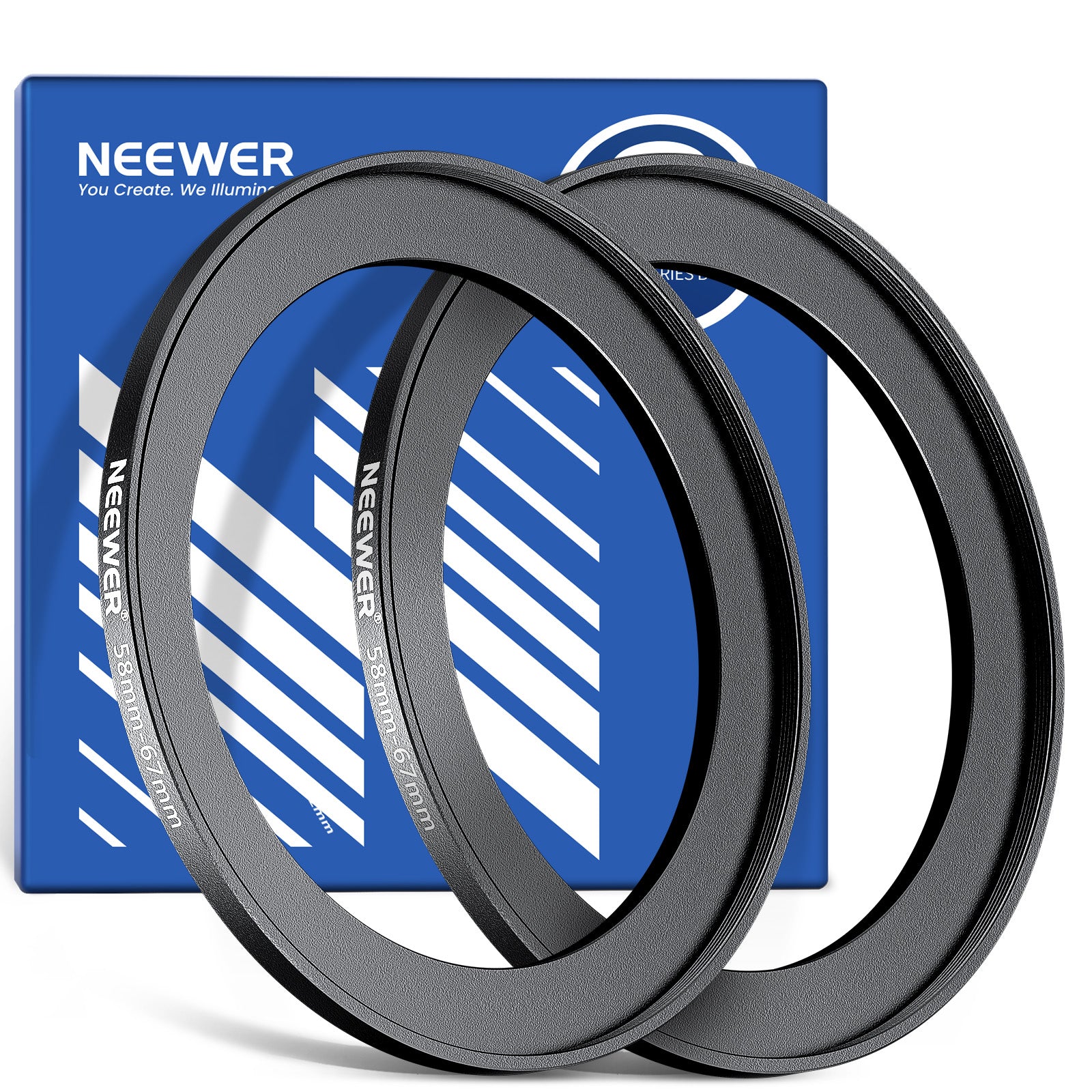 NEEWER 2 Pack Ultra Slim Lightweight Aluminum Alloy Step Up Ring Adapter for Camera Lens Filters - Perfect for DSLR, Mirrorless & Professional Photography