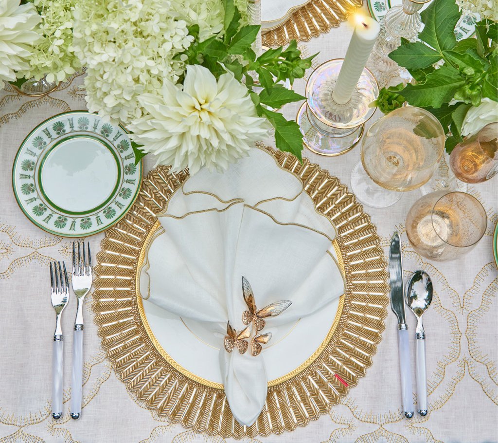 Elegant Champagne Etoile Placemat Set of 2 - Premium Table Mats for Dining & Entertaining - Perfect Gift Boxed Set for Weddings, Parties & Home Decor
