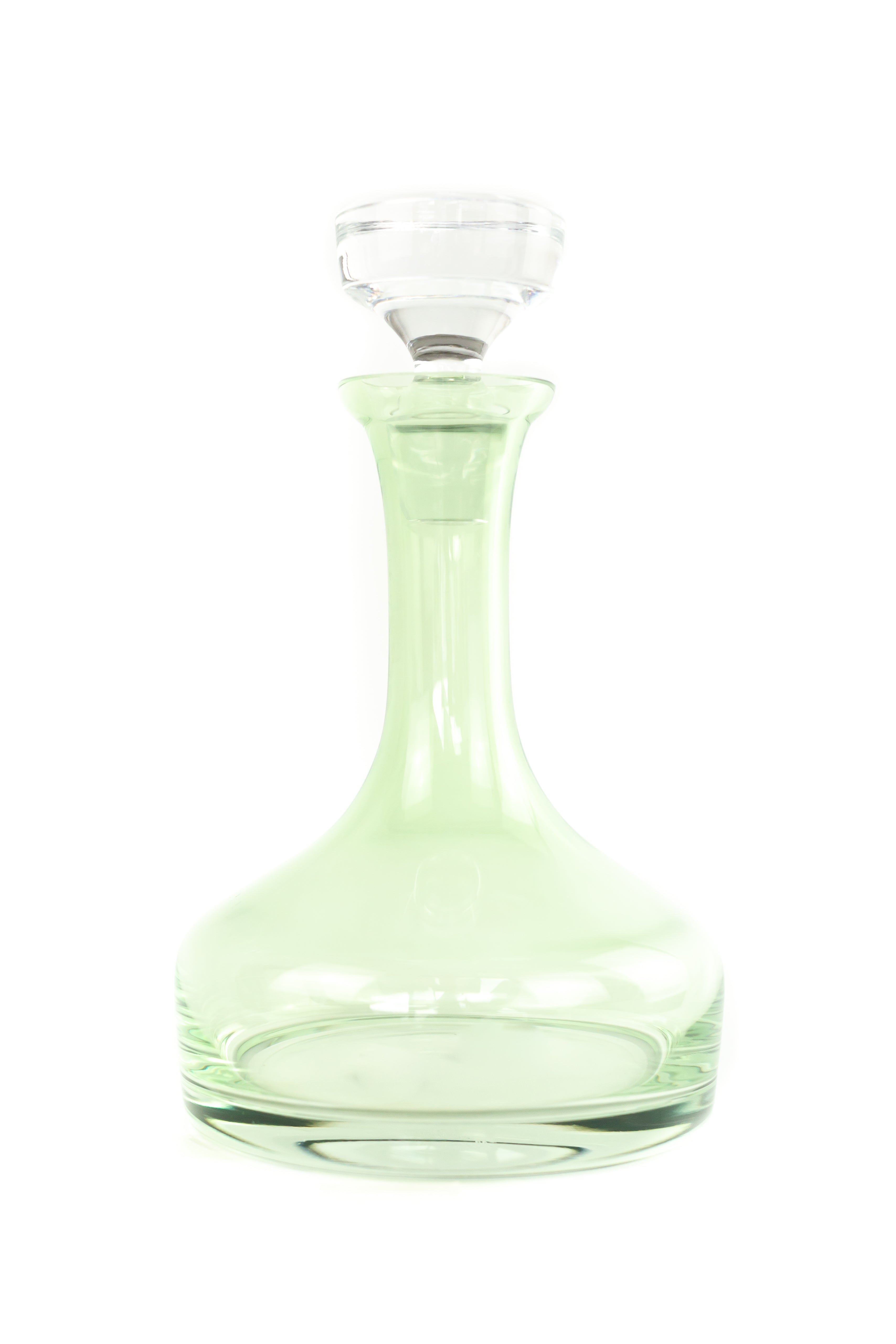 Elegant Estelle Colored Glass Decanter Set - Mint Green Wine Decanter for Home Bar, Dinner Parties & Gift Giving | Premium Crystal Carafe for Red Wine, Whiskey & Liquor