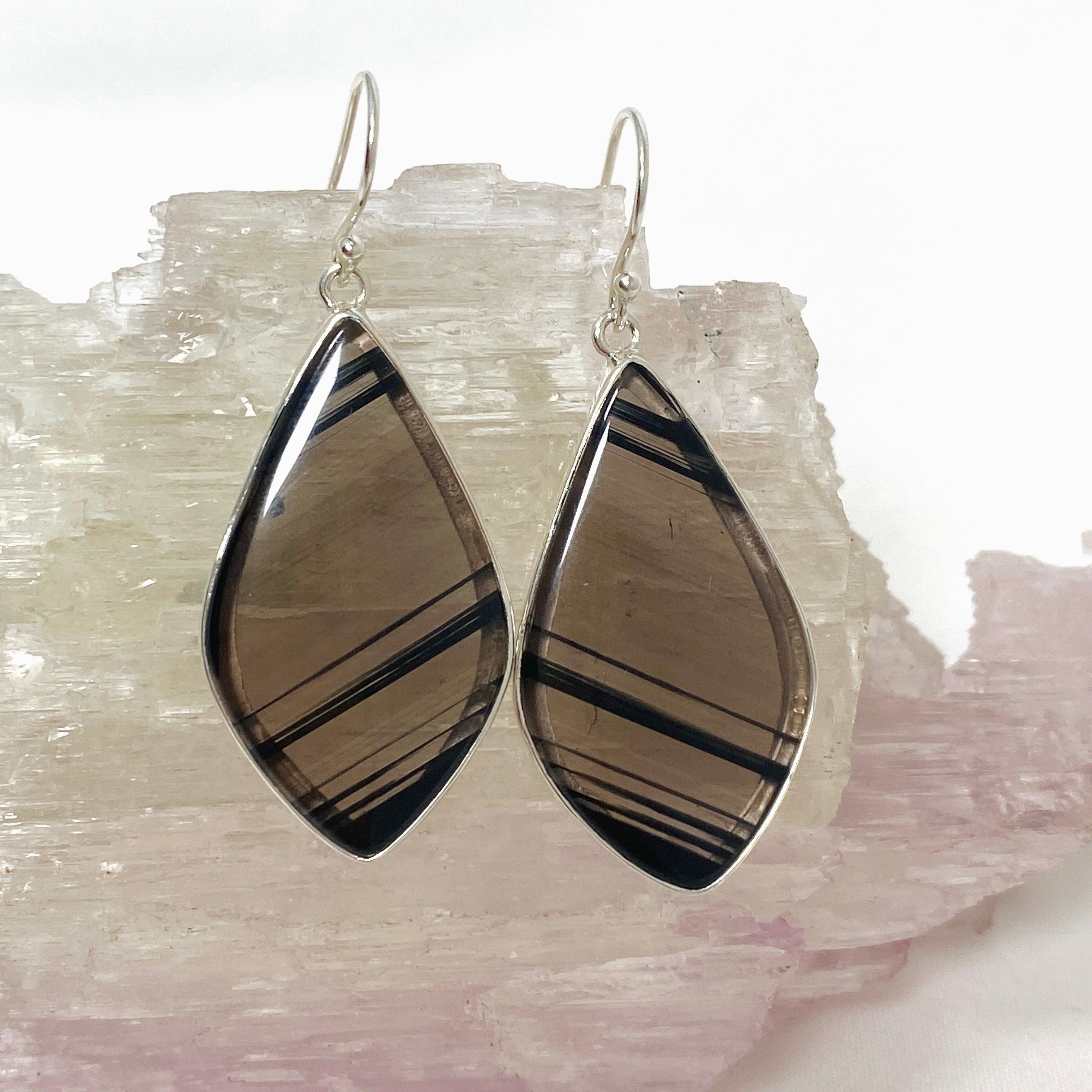 Midnight Obsidian Freeform Earrings KEGJ1500 - Handmade Natural Stone Jewelry for Women, Boho Chic Dangle Earrings, Perfect for Parties, Weddings & Everyday Wear