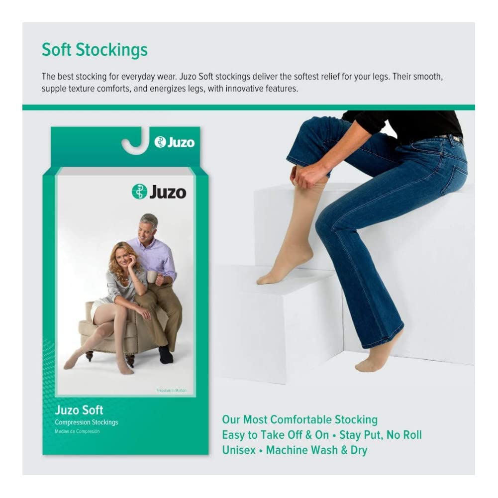 Juzo Soft 2002 30-40mmHg Open Toe Compression Pantyhose for Women - Black, Regular Size - Ideal for Varicose Veins, Swelling & Post-Surgery Recovery