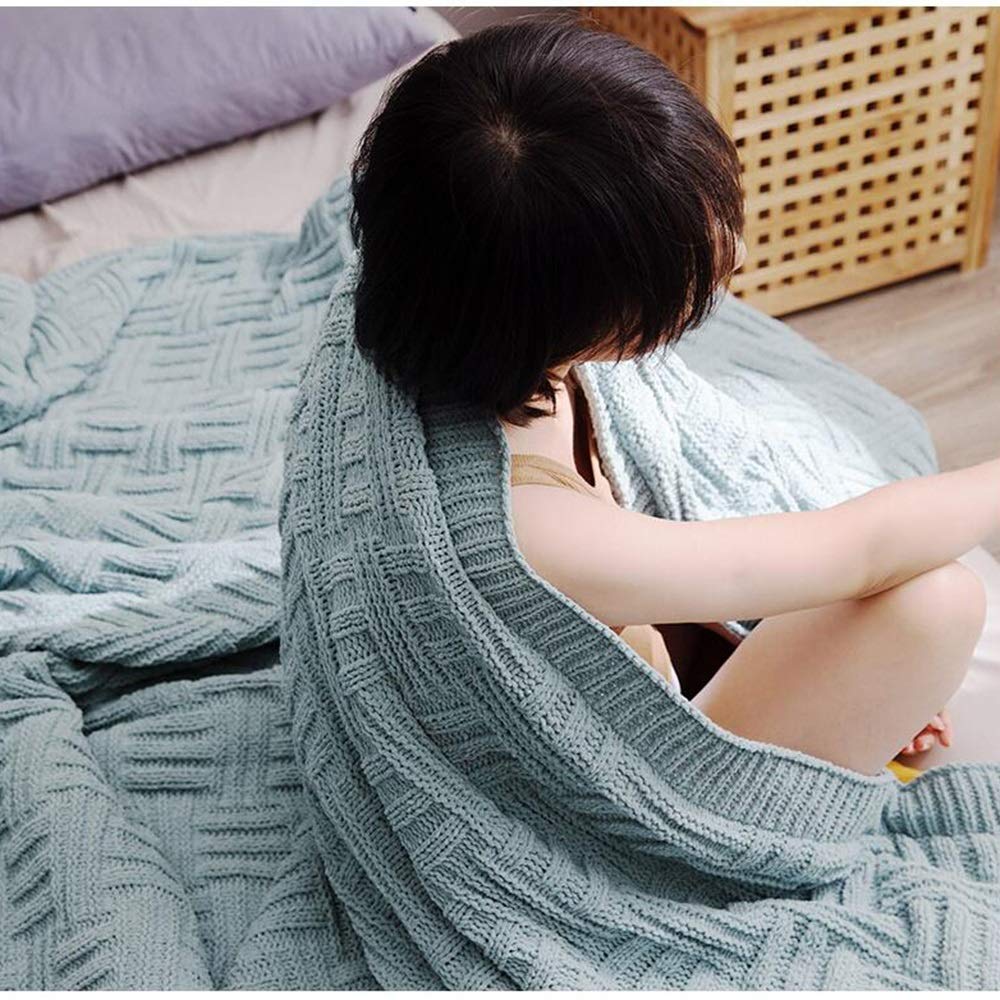 Cozy FUFU Knit Throw Blanket - Soft Cotton Waffle Weave Blanket for Couch, Sofa & Bed - All Season Farmhouse Style Blanket for Adults & Kids - Perfect for Indoor, Outdoor & Travel Use (2 Sizes Available)