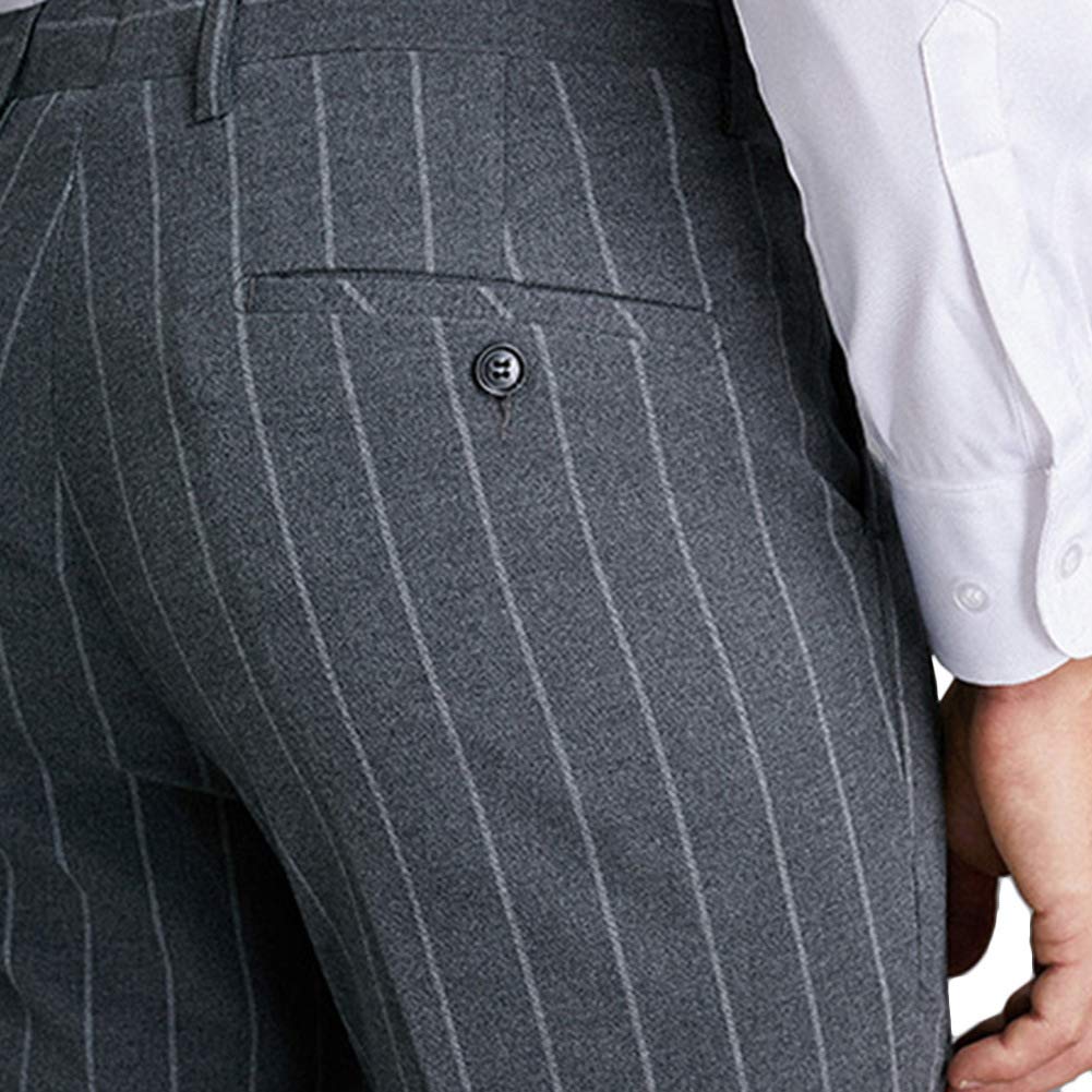 GATMSTZ Men's Slim Fit 3-Piece Pinstripe Suit with Notch Lapel - Formal Wedding Tuxedo, Prom Suit & Business Attire for Special Occasions