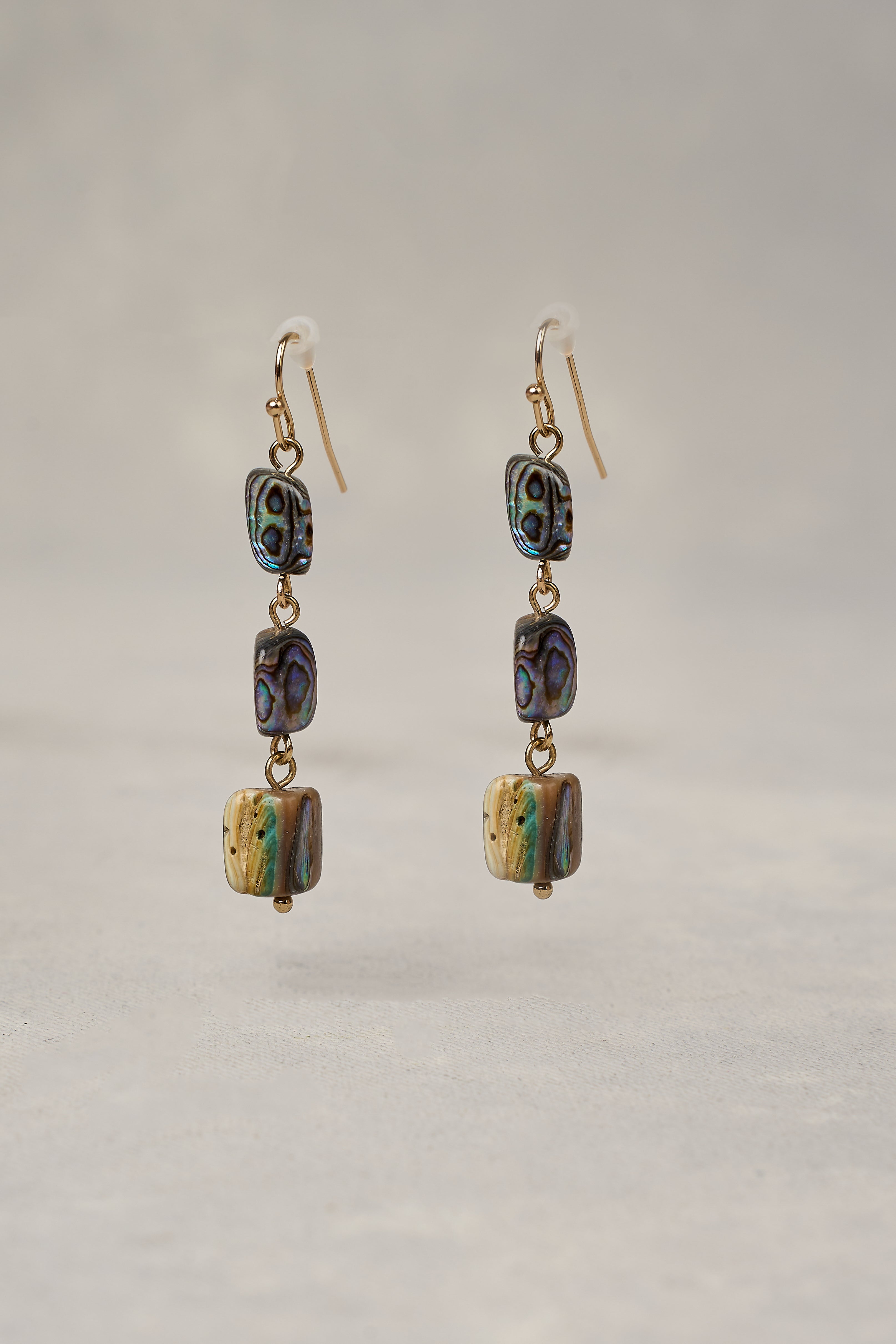 Exquisite Paua Triple Shell Earrings - Vibrant Multicolor Handmade Jewelry for Women | Perfect for Beach Parties, Boho Fashion & Gift Giving