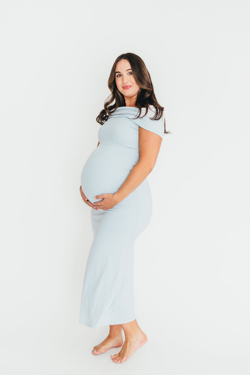 Monroe Maxi Dress in Blue - Bump Friendly Maternity Dress for Women | Flowy Summer Dress for Pregnancy, Beach, Vacation & Special Occasions