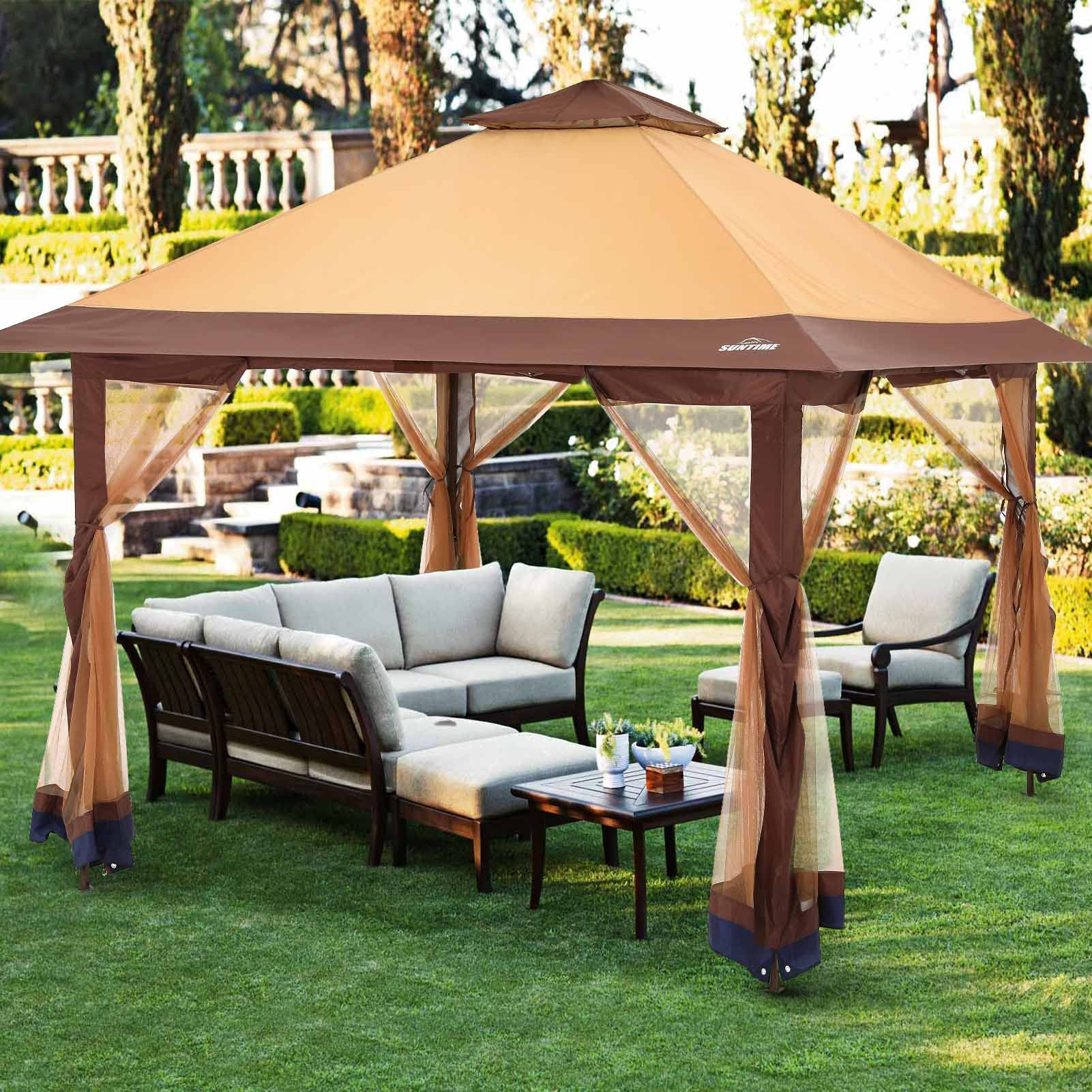 OUTDOOR LIVING SUNTIME Instant Pop Up Patio Gazebo with Full Netting - Perfect for Family Parties, Backyard BBQs & Outdoor Activities (Includes Netting Sidewalls) - Ideal for Camping, Picnics & Garden Relaxation
