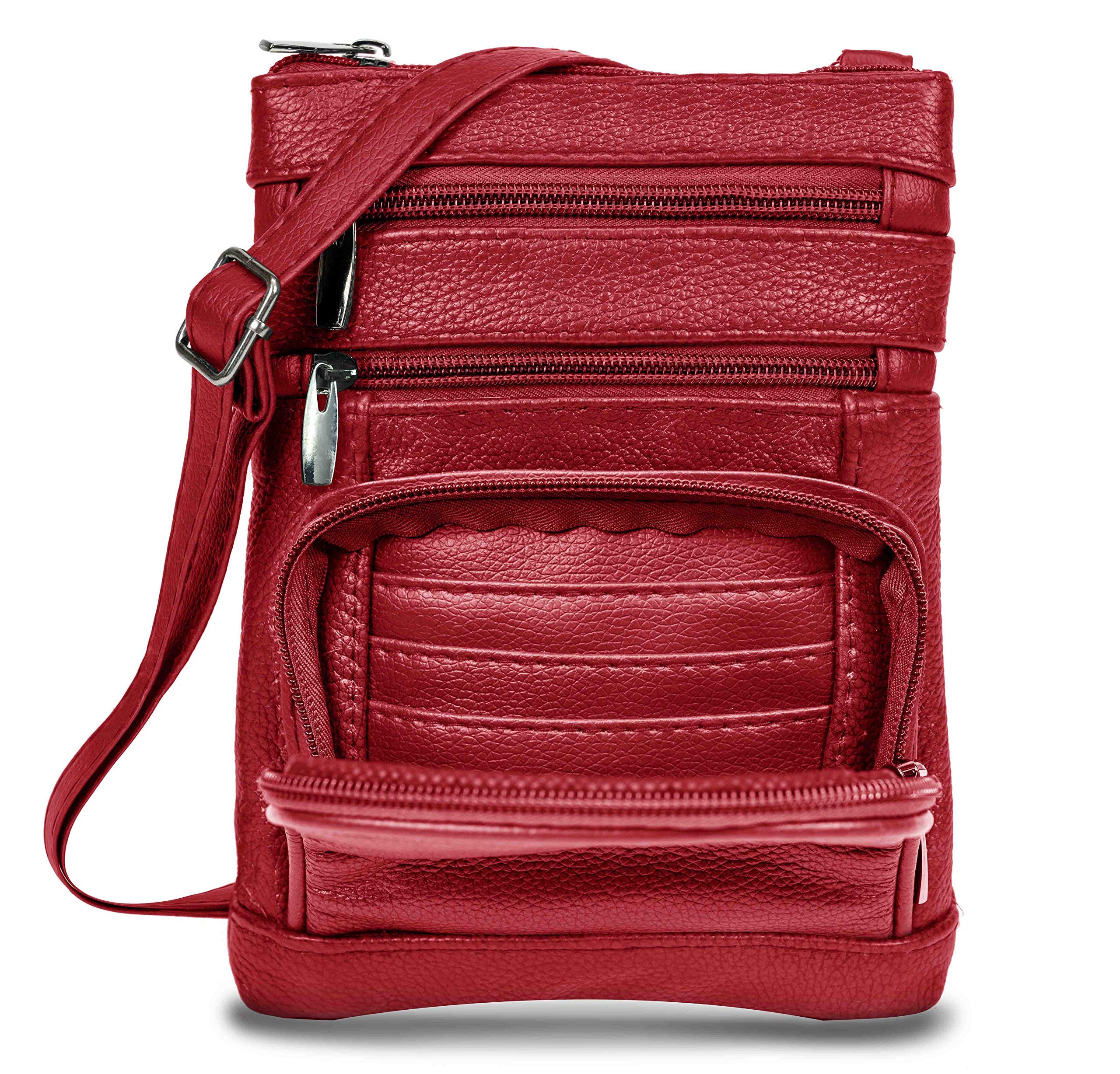 Krediz Genuine Leather Crossbody Bags for Women - Adjustable Strap Multi-Pocket Shoulder Purse - Soft & Durable Handbag for Daily Use, Travel & Shopping