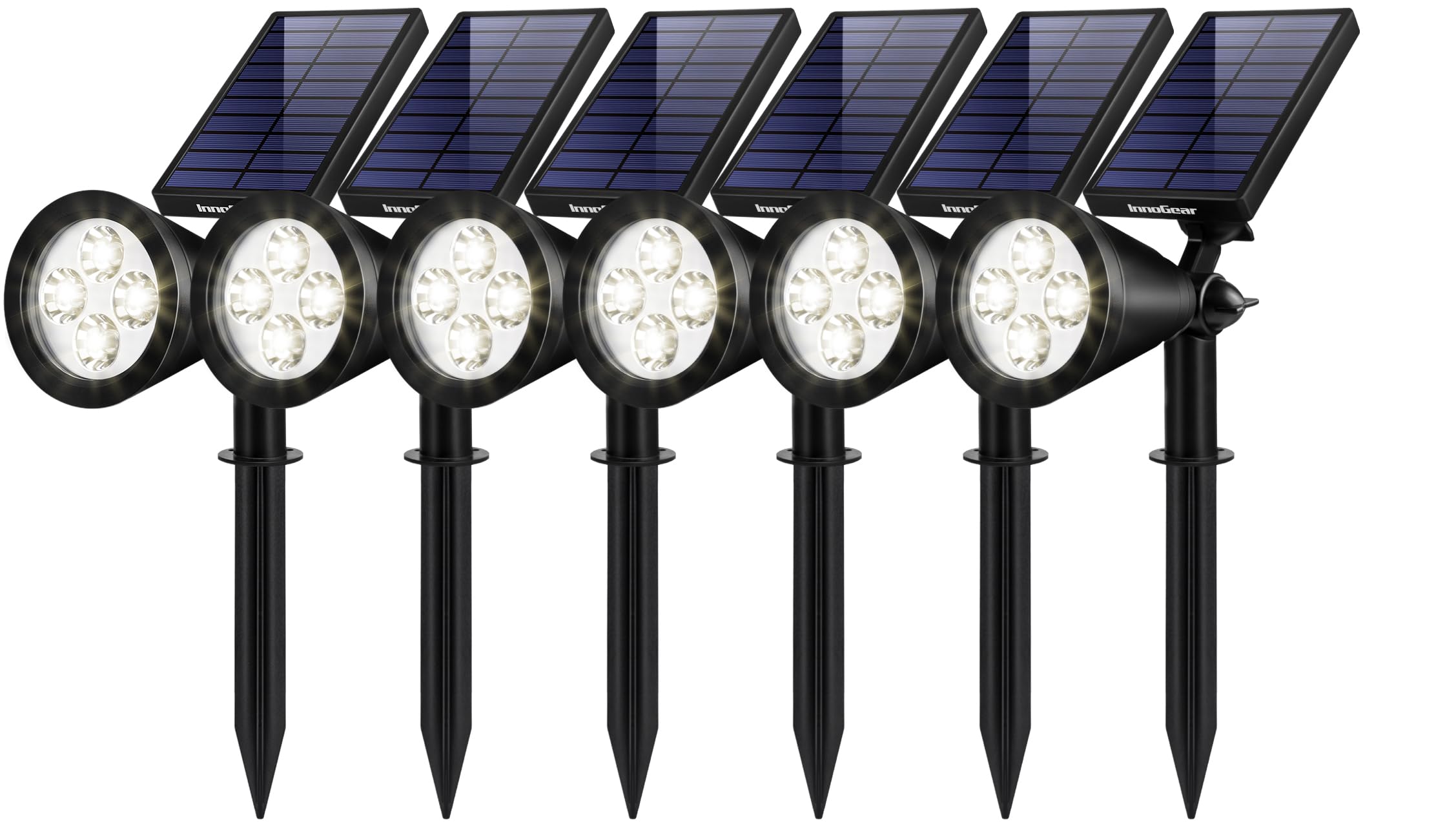 InnoGear 6-Pack Solar Lights Outdoor Waterproof - Solar Powered Garden Lights for Yard, Pathway, Landscape, Wall & Spotlight - Auto On/Off, Weather Resistant (White) - Perfect for Driveway, Patio, Deck & Backyard Lighting