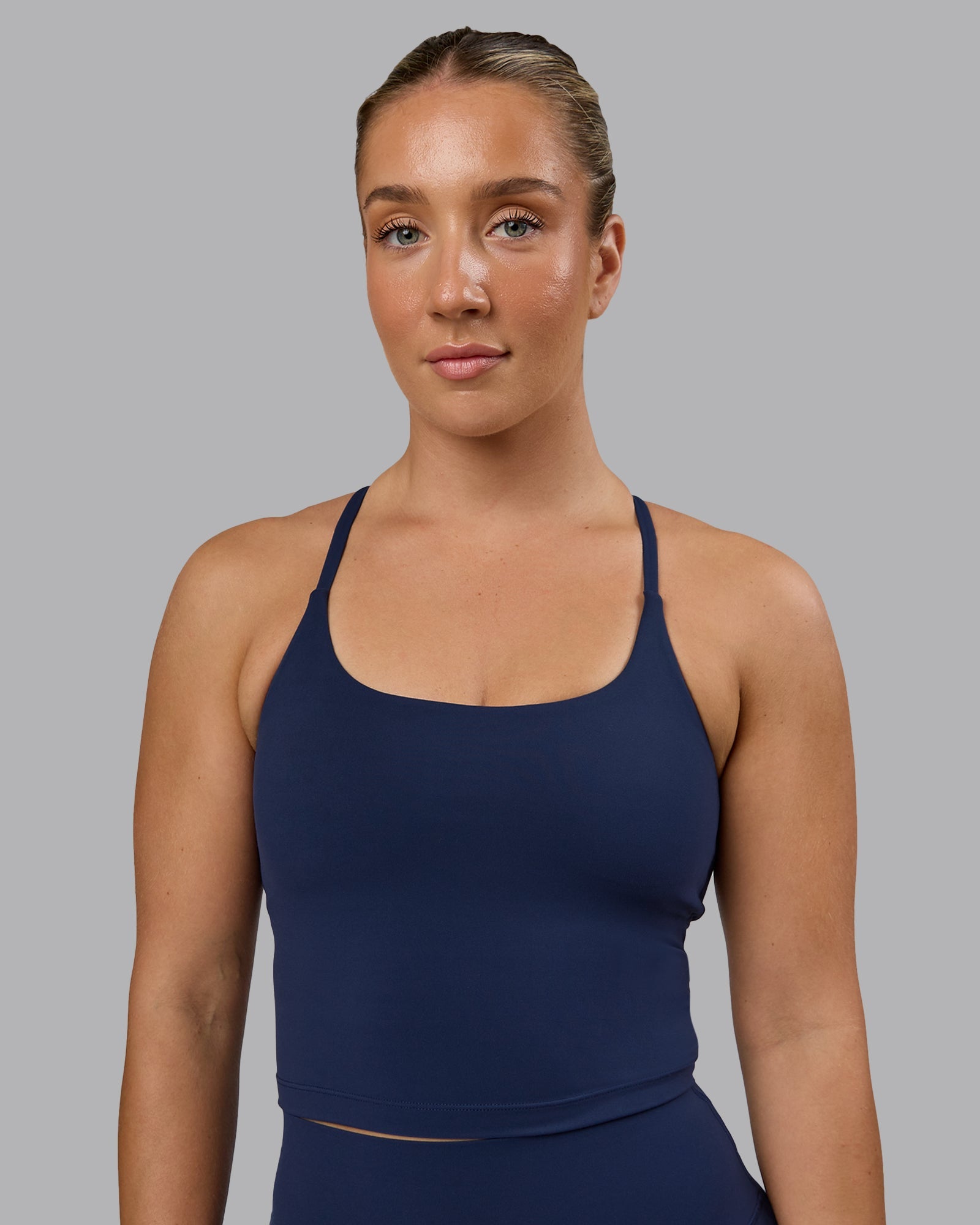 Twist Shelf Bra Tank Top for Women - Comfortable Stretch Camisole in Future Navy - Perfect for Yoga, Layering & Everyday Wear