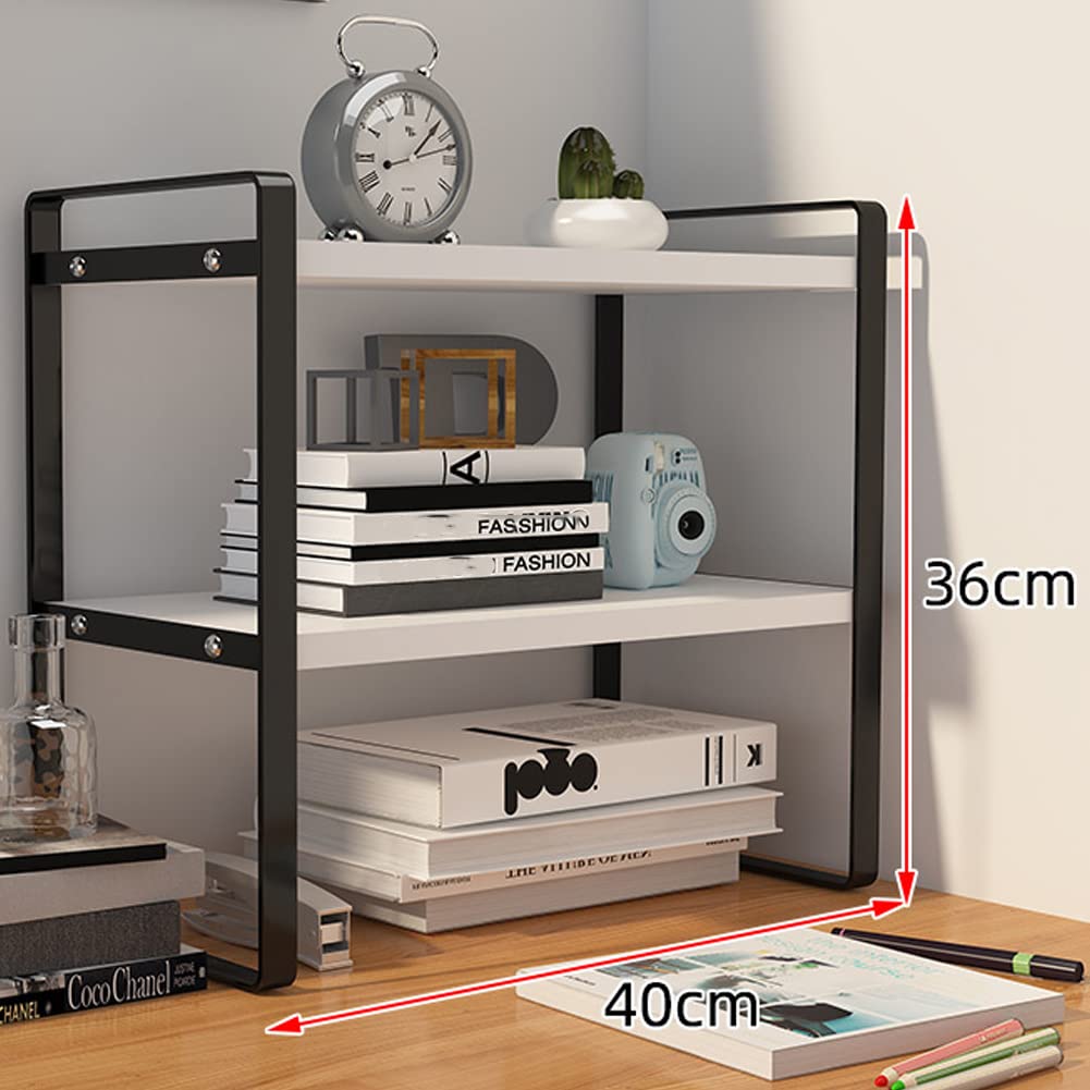 Adjustable Desktop Organizer Shelf - Black Office Storage Rack for Computer Desk, Bookshelf & Office Supplies | Perfect for Workspace Organization & Home Office Decor
