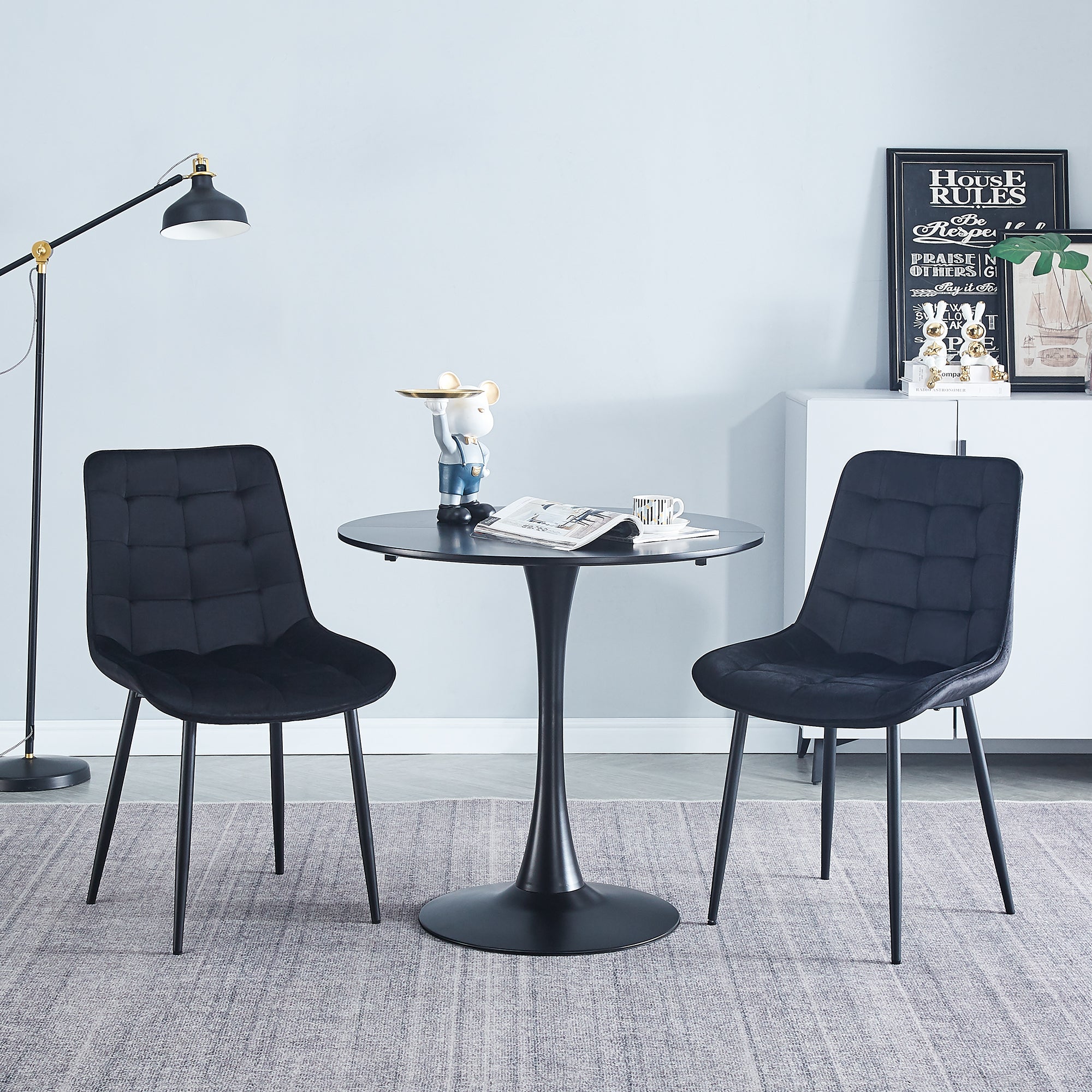 Modern Black Dining Chairs Set of 2 - Contemporary Style with Easy Assembly for Restaurants, Cafes, Offices & Living Rooms - Perfect for Home Dining & Commercial Spaces