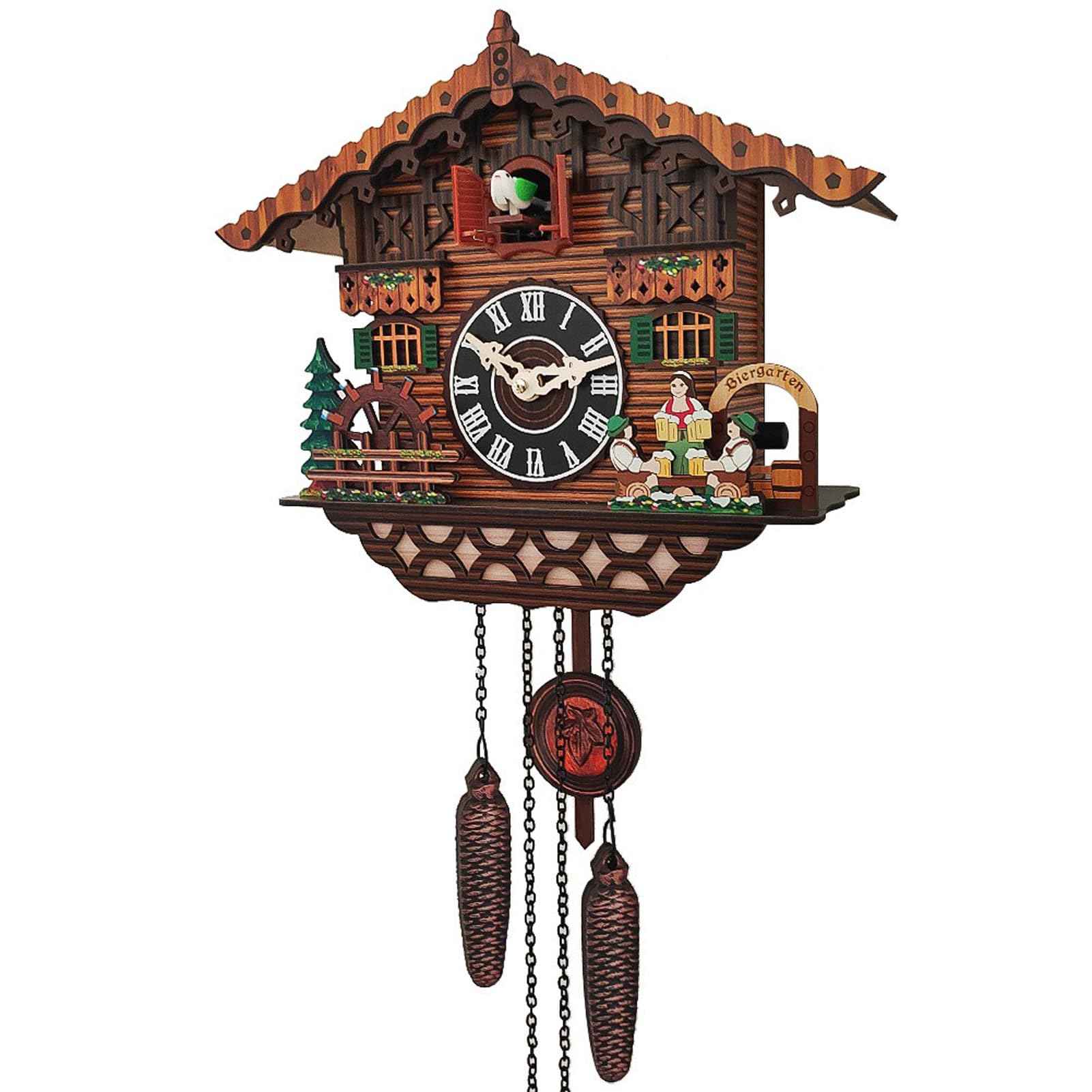 Handcrafted Brown Aimery Cuckoo Clock with Moving Coo Coo Bird & Melodic Chimes - Traditional German-Style Wall Clock for Home, Office & Cabin Decor (Model 2)