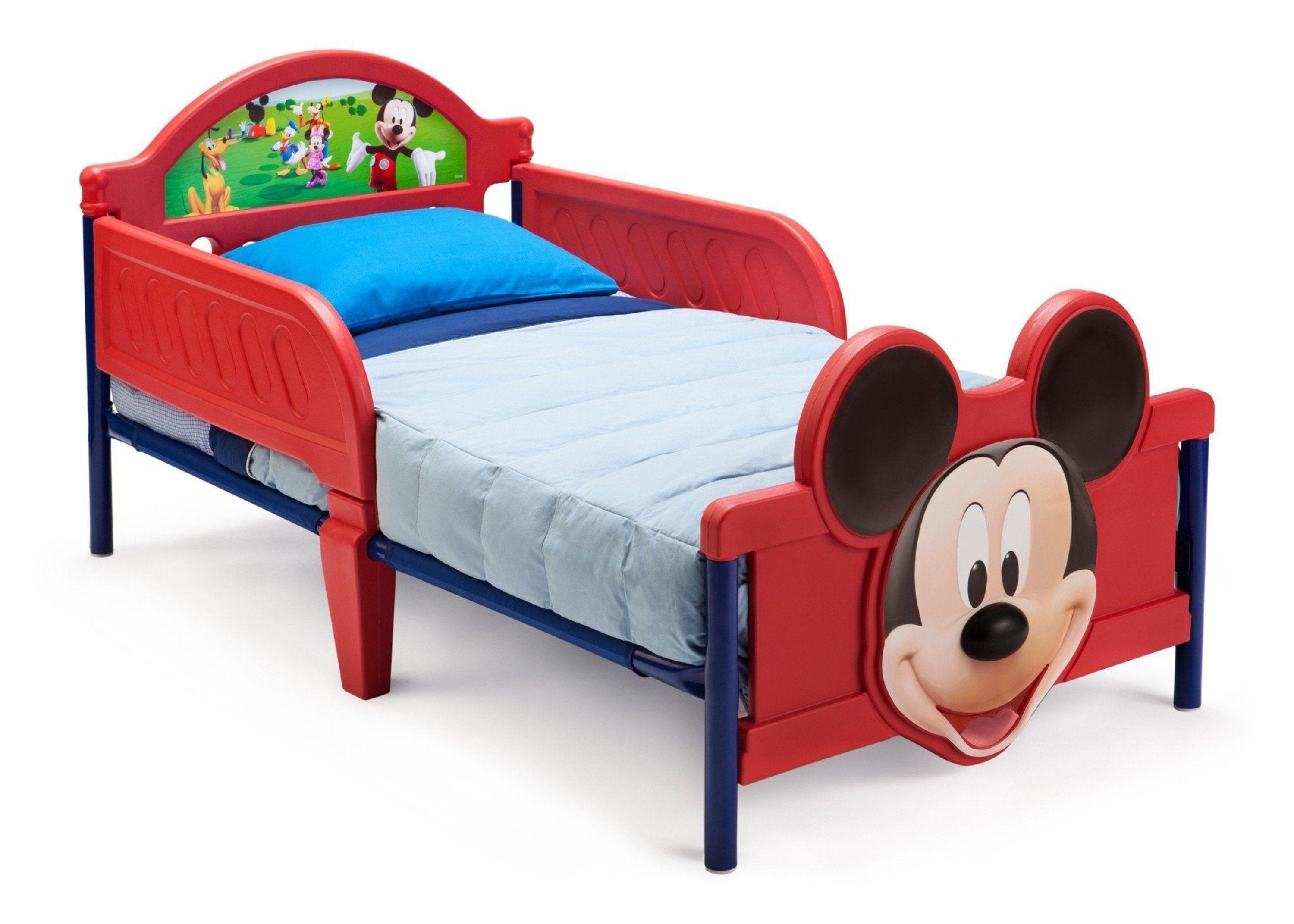 Mickey Mouse 3D Plastic Toddler Bed for Kids - Disney Themed Children's Bedroom Furniture for Boys & Girls - Perfect for Nursery, Daycare or Playroom Decor