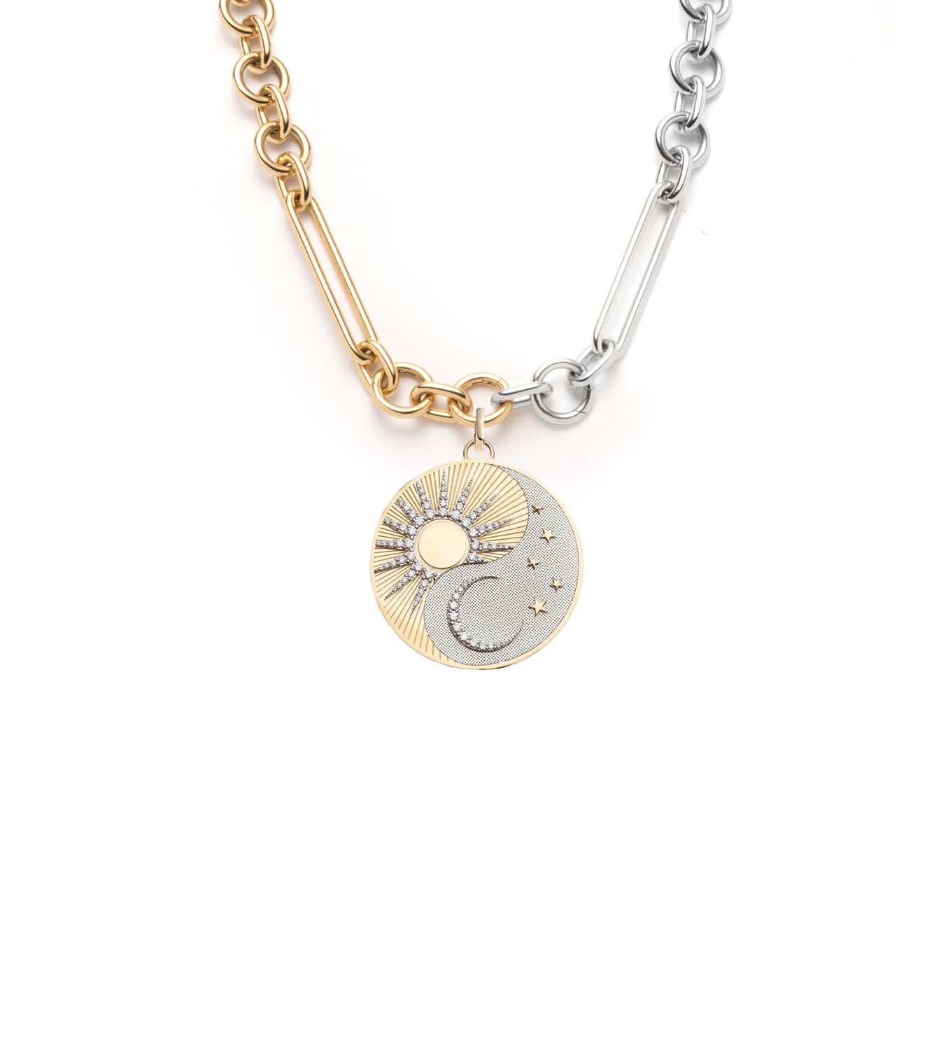 Oversized Mixed Clip Chain Necklace in Gold Tone - Trendy Layered Statement Jewelry for Women, Perfect for Parties, Dates, and Everyday Wear