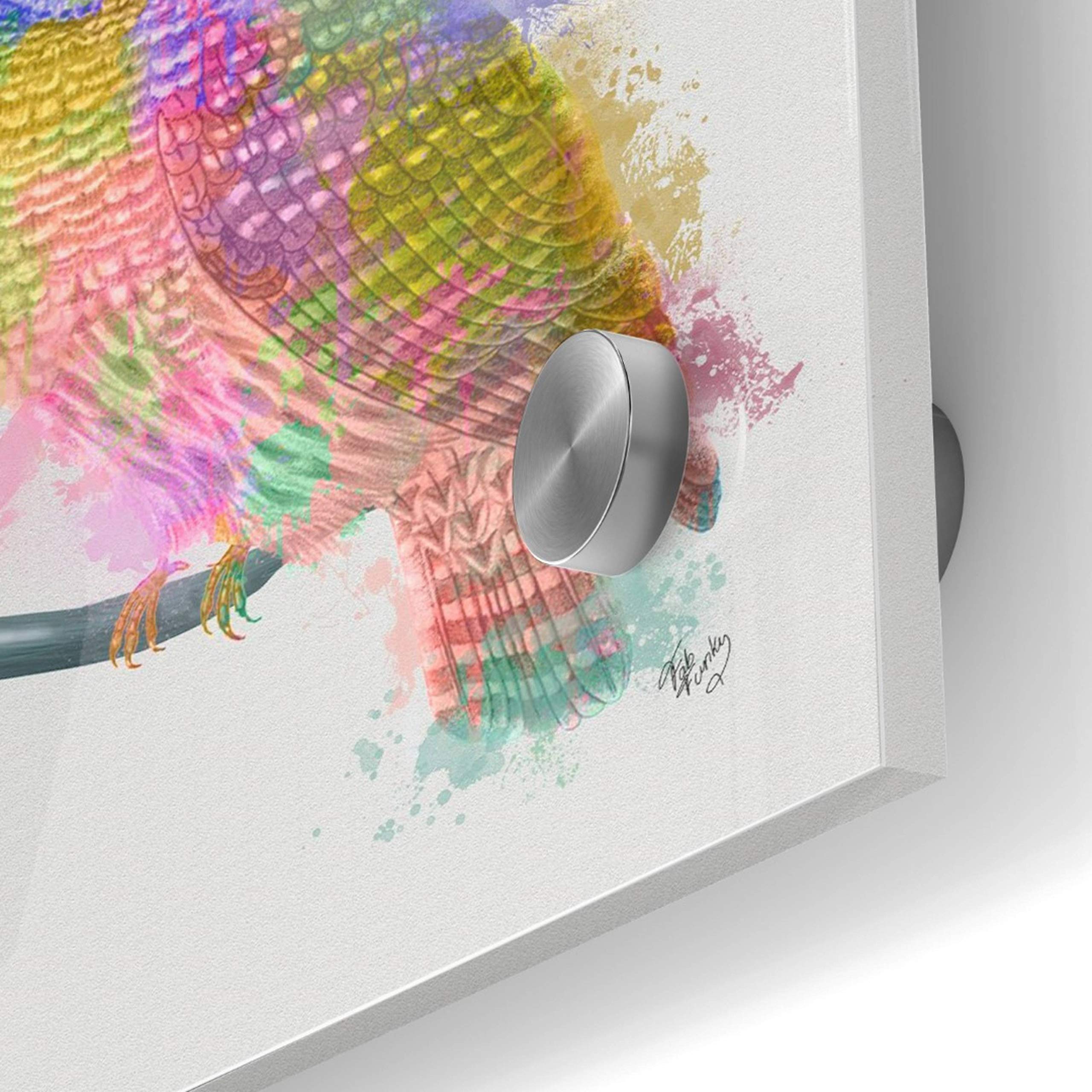 Epic 'Rainbow Splash Owl' Acrylic Glass Wall Art by Fab Funky - 36x36 Inches Modern Home Decor for Living Room, Bedroom & Office
