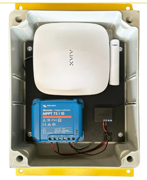 White Security Pole with Ajax System | Solar Panel | Charger | Battery | Outdoor Home & Business Surveillance Solution