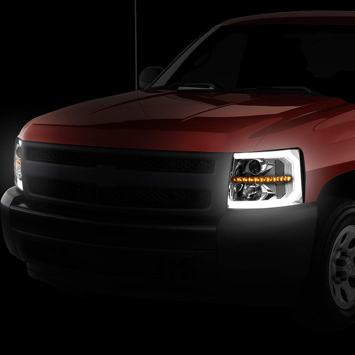Auto Dynasty LED DRL Headlights for 2007-2014 Chevy Silverado - Sequential Turn Signal | Off-Road & Night Driving