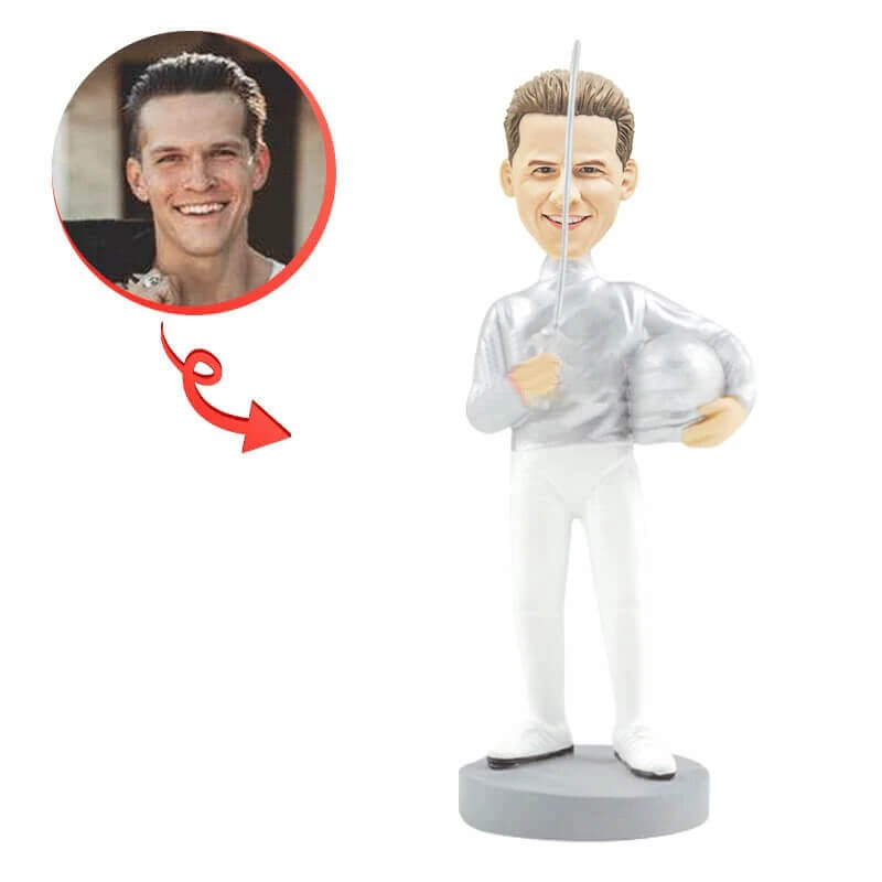 Custom Fencing Athlete Bobblehead - Personalized Sports Figurine for Collectors, Gifts & Home Decor - Perfect for Fencing Enthusiasts, Sports Fans & Office Display