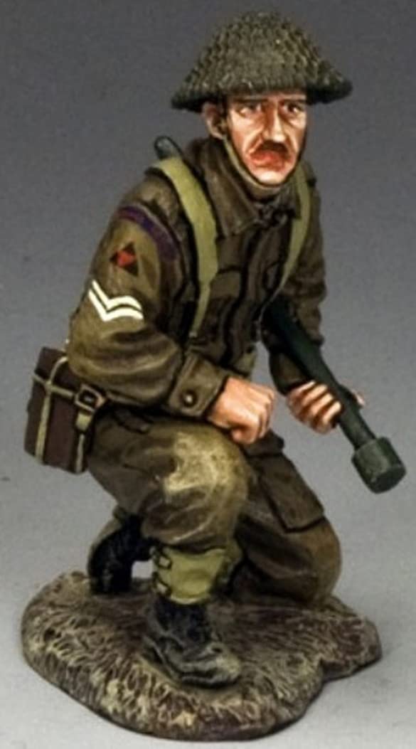 King & Country Pewter British Kneeling Bombardier 1:30 Scale - D-Day Collectible for Display