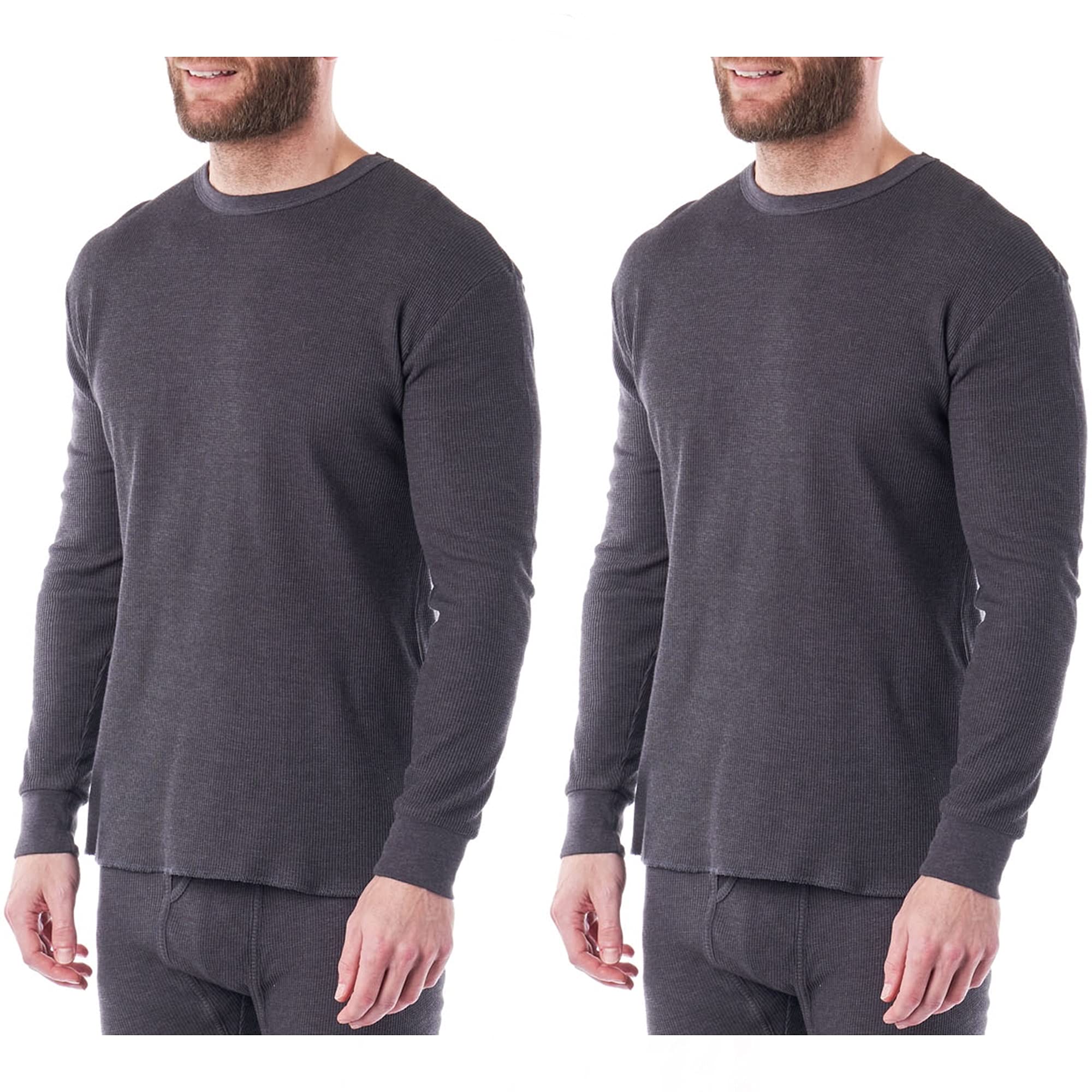Alpine Swiss Men's Thermal Long Sleeve Crew Neck Shirt - Waffle Knit Henley Base Layer for Cold Weather - Perfect for Winter Hiking, Skiing & Outdoor Activities