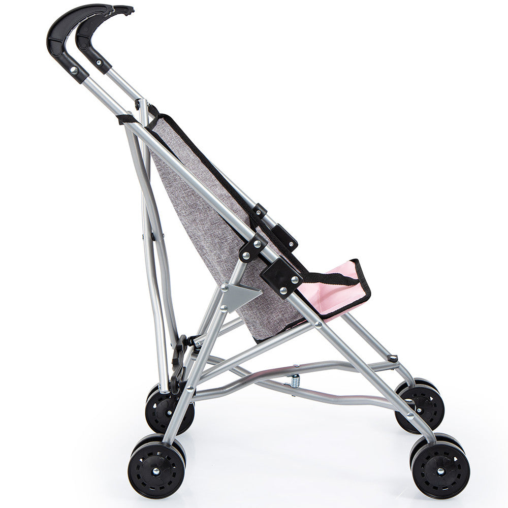 Stylish Grey Doll Umbrella Stroller for 18 Inch American Girl Dolls - Perfect for Pretend Play, Tea Parties & Indoor Outdoor Adventures
