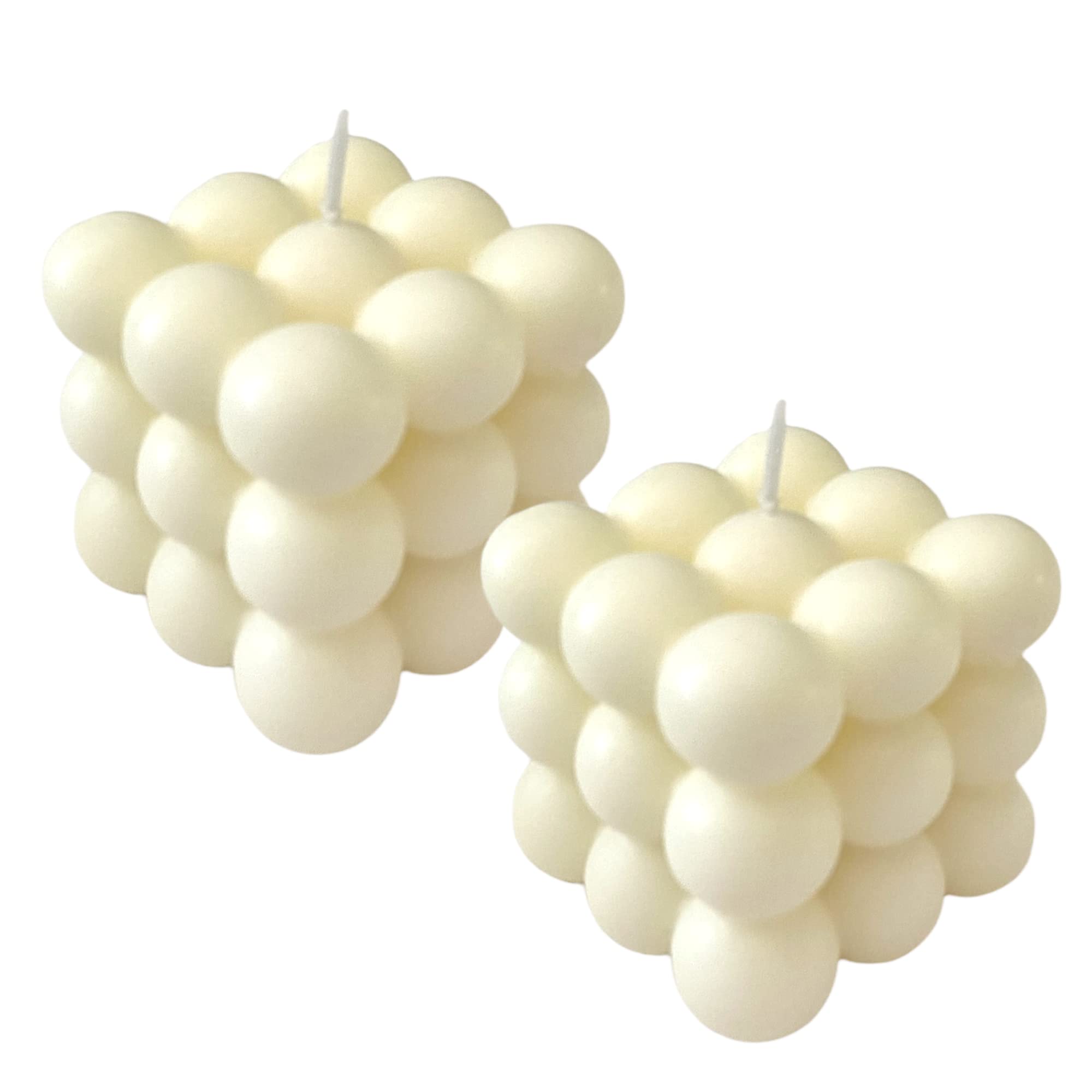 2 Pack Ivory Bubble Candles - Soy Wax, Vanilla Scented Square Bubble Cube Candles for Home Decor, Wedding, Birthday Gifts & Relaxation - Perfect for Centerpieces, Aromatherapy and Cozy Ambiance
