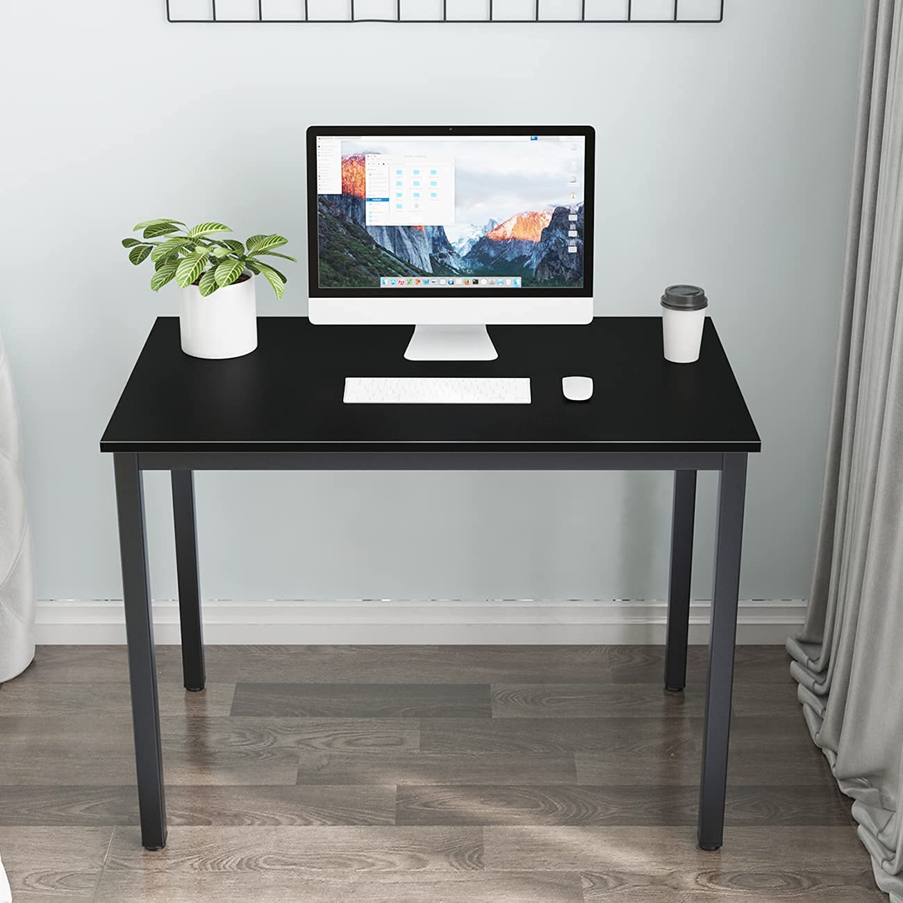 DlandHome 39 Inch Black Computer Desk - Home Office Desk, Writing Desk, Study Table, Gaming Desk Workstation for Small Spaces, Dorm Rooms & Home Offices