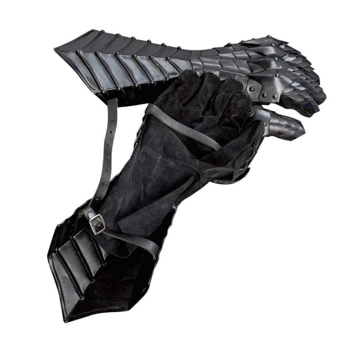 Lord of The Rings Nazgul Gauntlets - Silver Finish Steel Medieval Armor Gloves for Fantasy Role Play & Cosplay (Black) - Perfect for Halloween, LARP, and Themed Parties