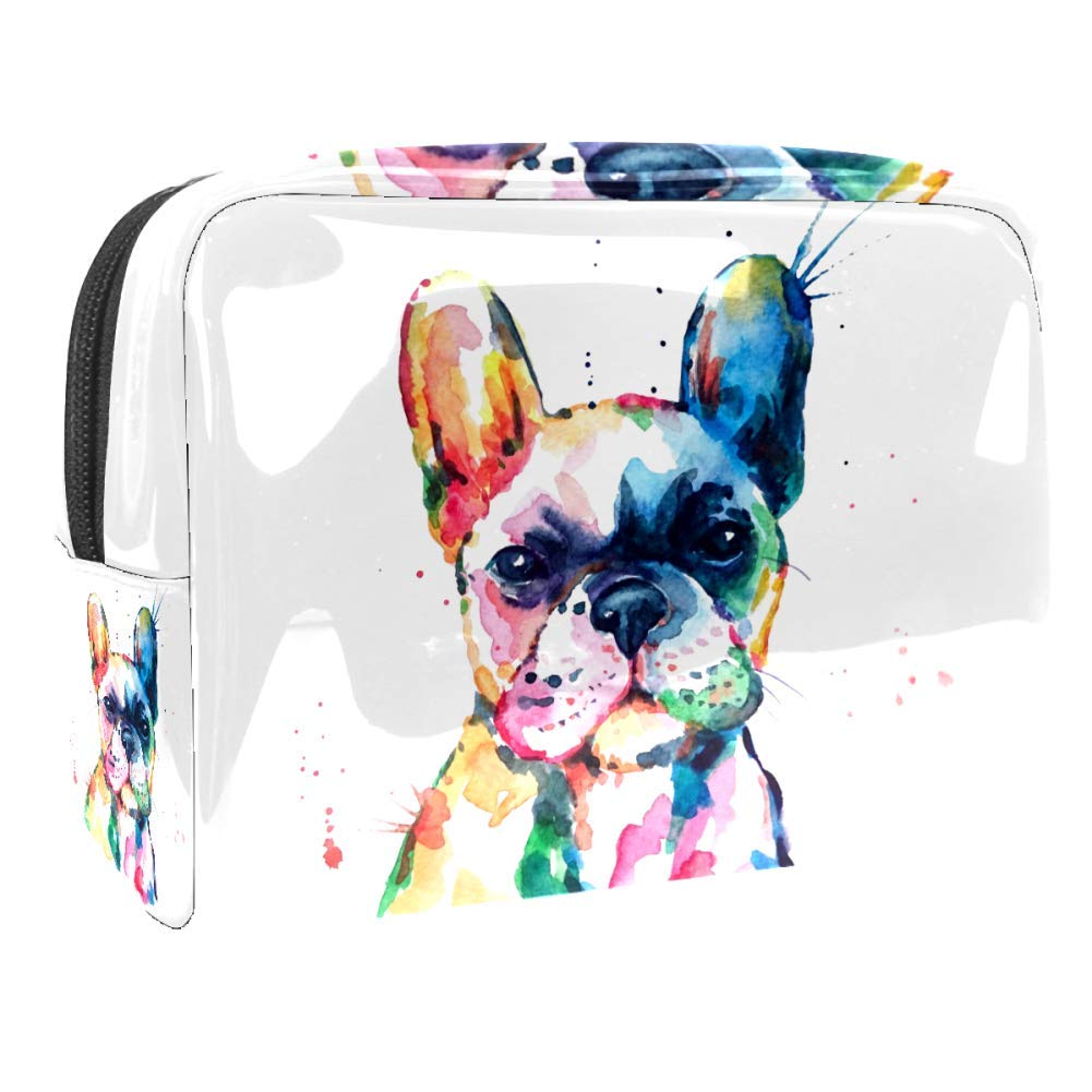Portable Waterproof Makeup Bag with Zipper - Travel Toiletry Organizer for Women | Cosmetic Storage Pouch | Perfect for Travel, Gym & Daily Use | Cute French Bulldog Design