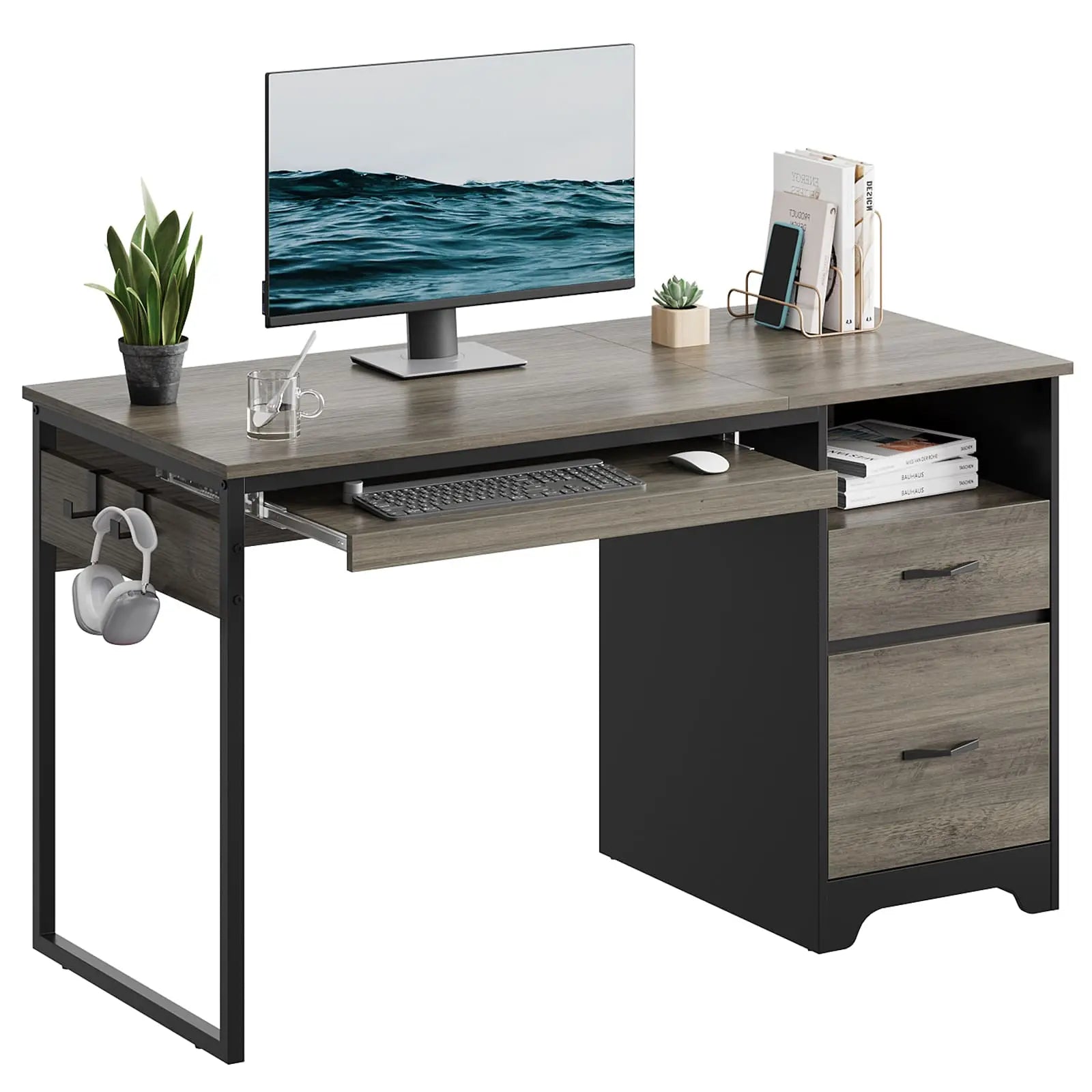 Bestier 48 Inch Office Computer Desk with Drawers - Modern Writing Workstation with Storage for Home & Small Business - Perfect for Remote Work, Study & Gaming Setup
