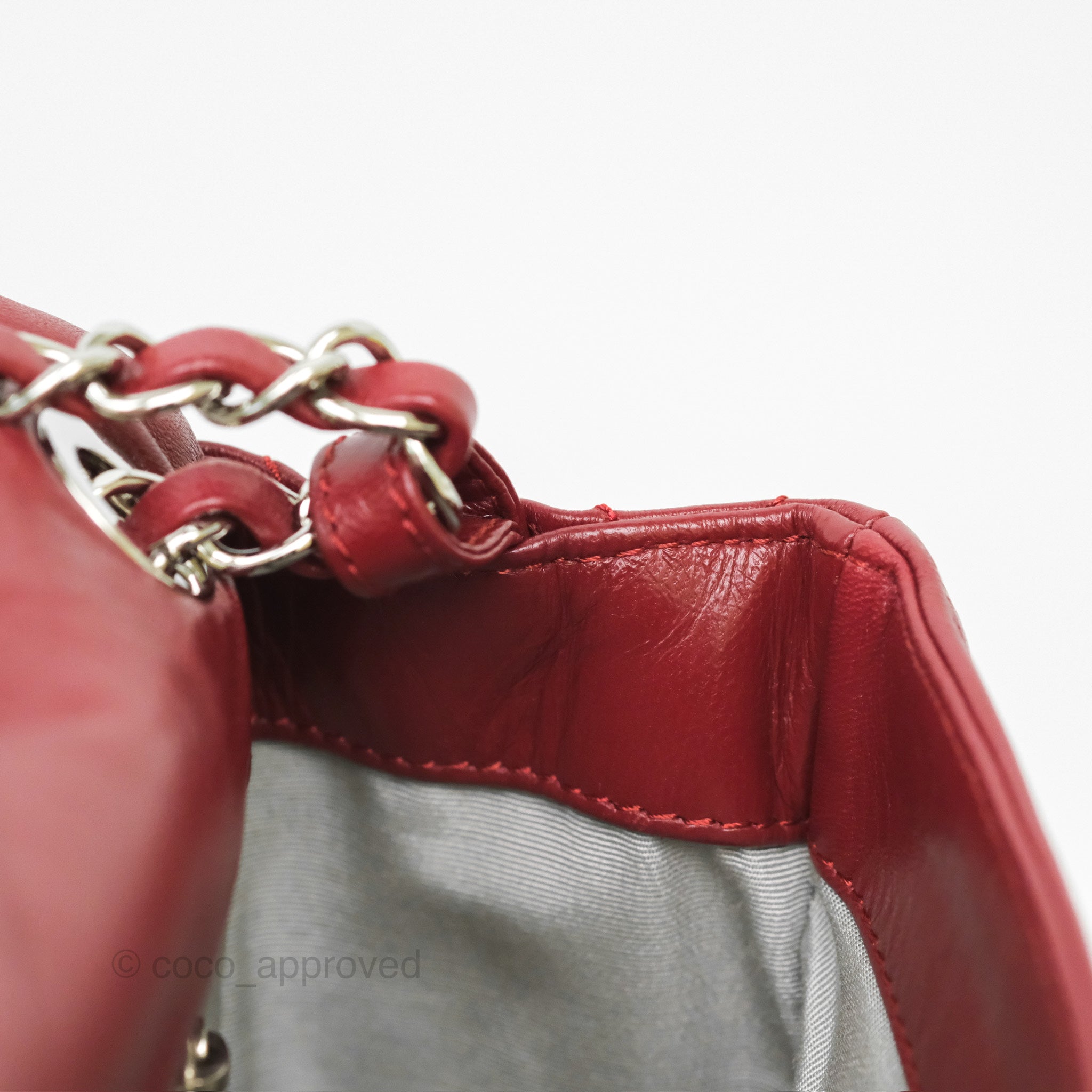 Chanel CC Flap Shoulder Bag in Dark Red Crumpled Leather with Silver Hardware - Luxury Crossbody Bag for Women, Perfect for Date Night & Evening Events