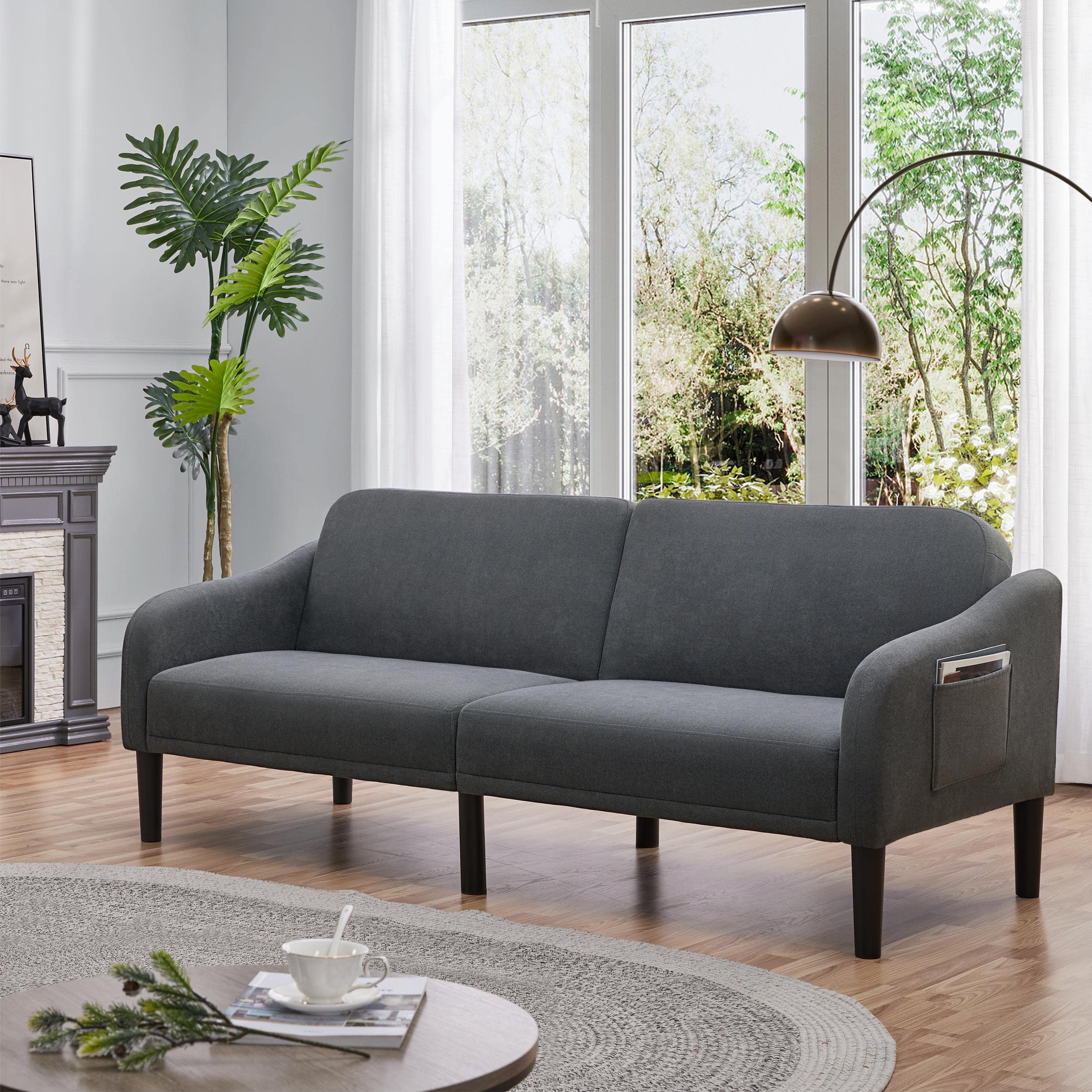 Yaheetech Modern Convertible Sofa Bed - Upholstered Folding Futon with Adjustable Split Back for Living Room, Gray | Perfect for Small Spaces, Guest Rooms & Apartments