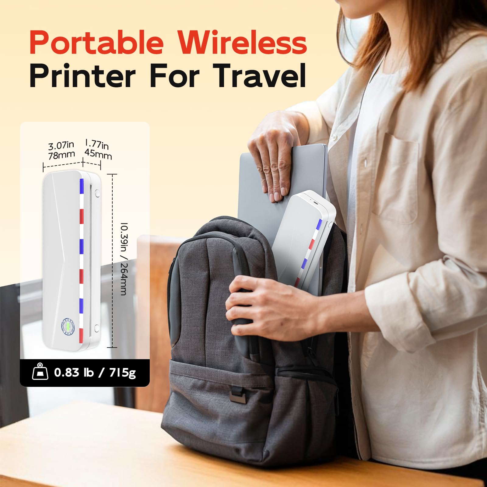 Phomemo Wireless Portable Thermal Printer - Bluetooth Inkless Printer for Travel & Office, Compatible with Phone & Laptop, Prints 8.5