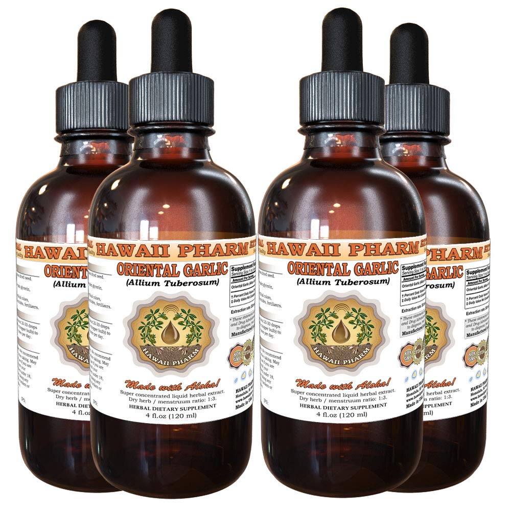 Oriental Garlic (Allium Tuberosum) Tincture - Dried Seed Liquid Extract Herbal Supplement 4x4 oz | Natural Immune Support & Digestive Aid for Home Remedies & Wellness Routines