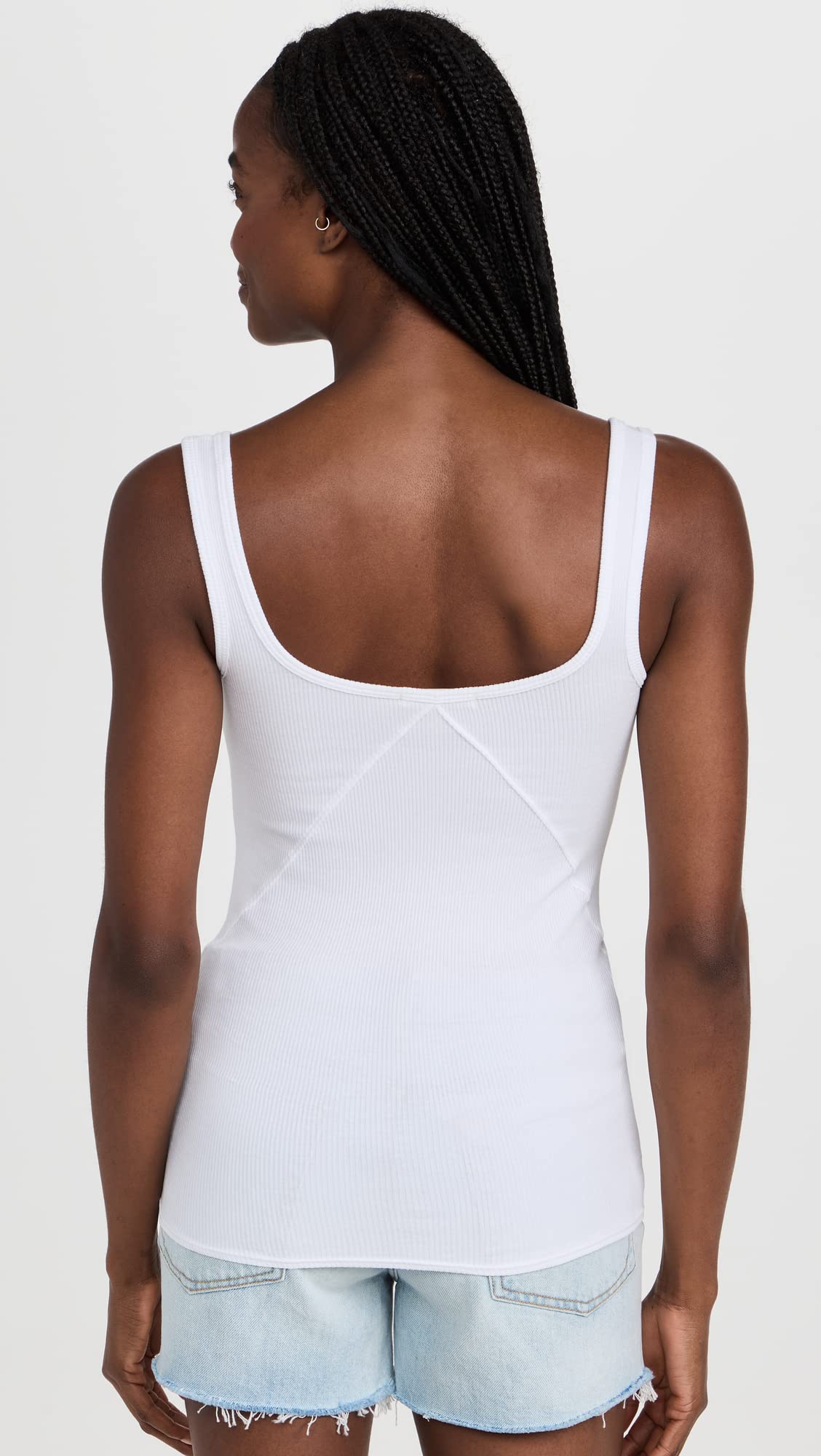 rag & bone Women's The Essential Rib Scoop Neck Tank Top - Soft Stretch Cotton Blend Casual & Layering Tee for Everyday Wear, Workout, or Lounge