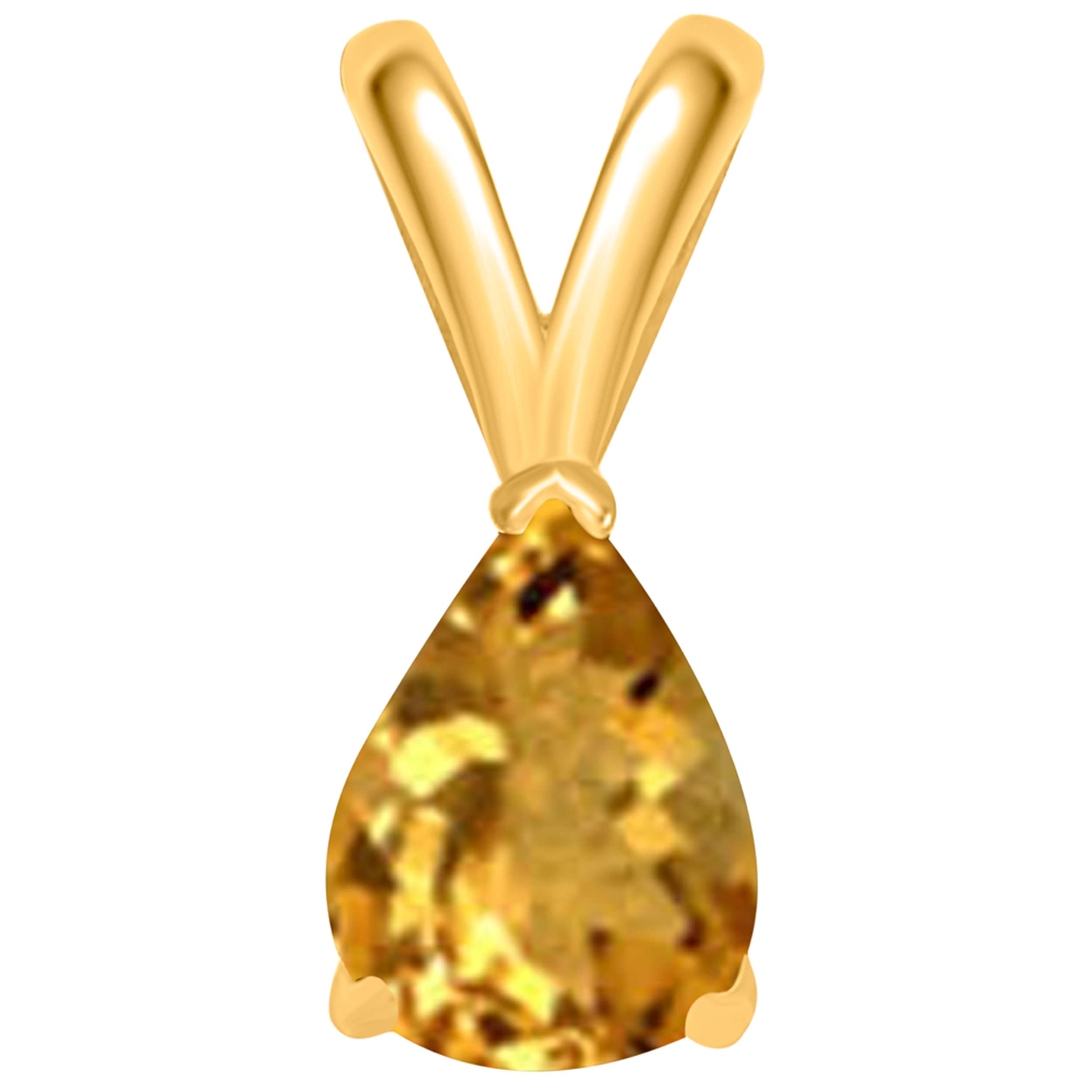 14K Yellow Gold Citrine Pendant Necklace for Women | 0.90 Carat Pear-Shaped Citrine Gemstone with Prong Setting | 18