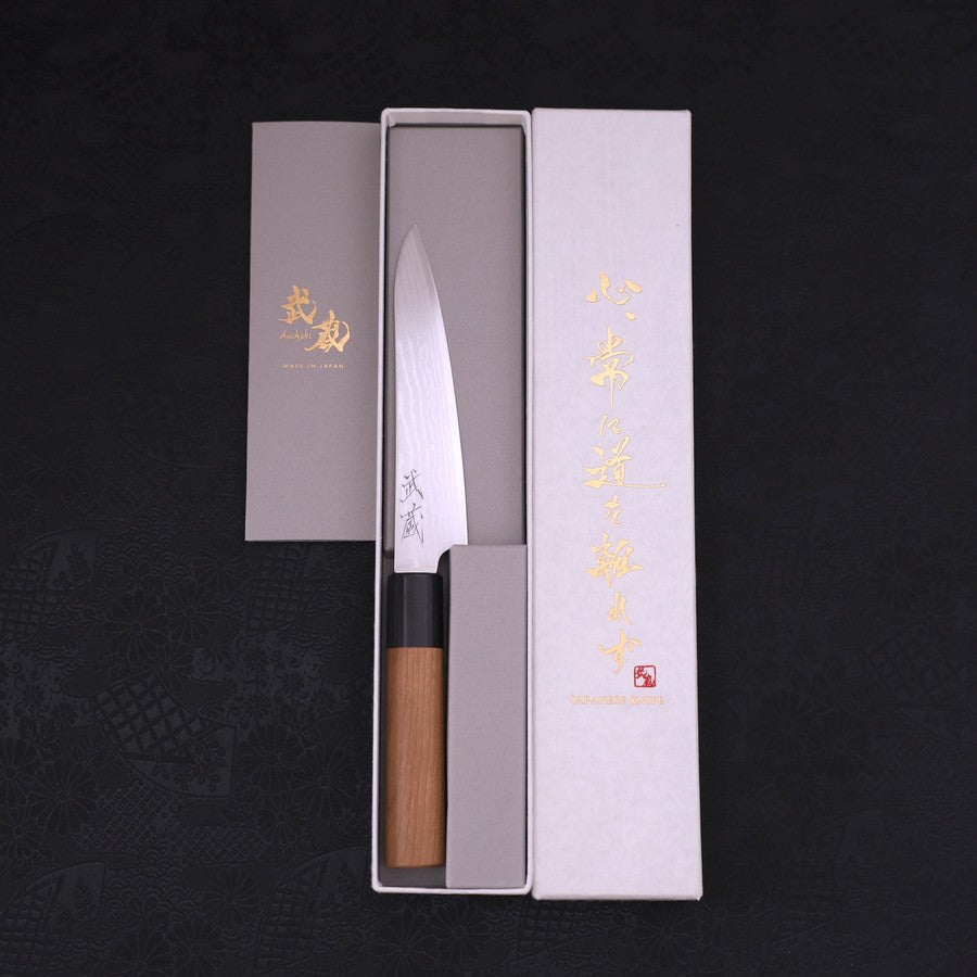 Premium VG-10 Damascus Steel Petty Knife 130mm with Cherry Wood Handle - Perfect for Slicing, Peeling & Precision Kitchen Tasks