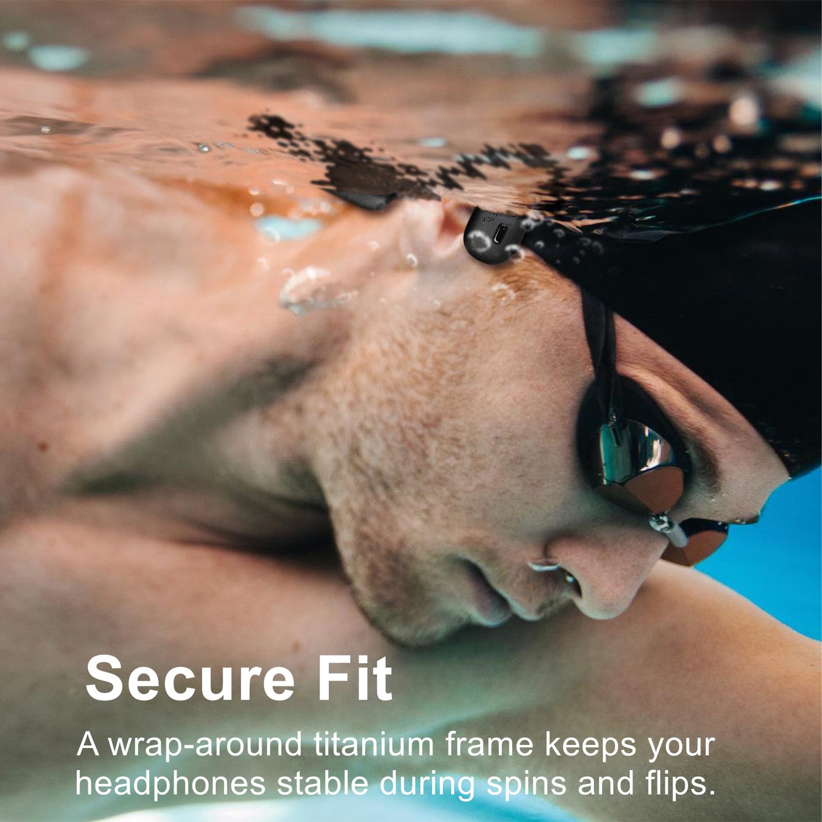 **Wireless Bone Conduction Headphones for Swimming - IPX8 Waterproof, Built-in MP3 Player & 32GB Storage - Perfect for Swimming, Running, Cycling & Daily Use**    *(Use Cases: Ideal for swimmers, runners, cyclists, gym workouts, and outdoor activities where waterproof and secure-fit headphones are needed.)*