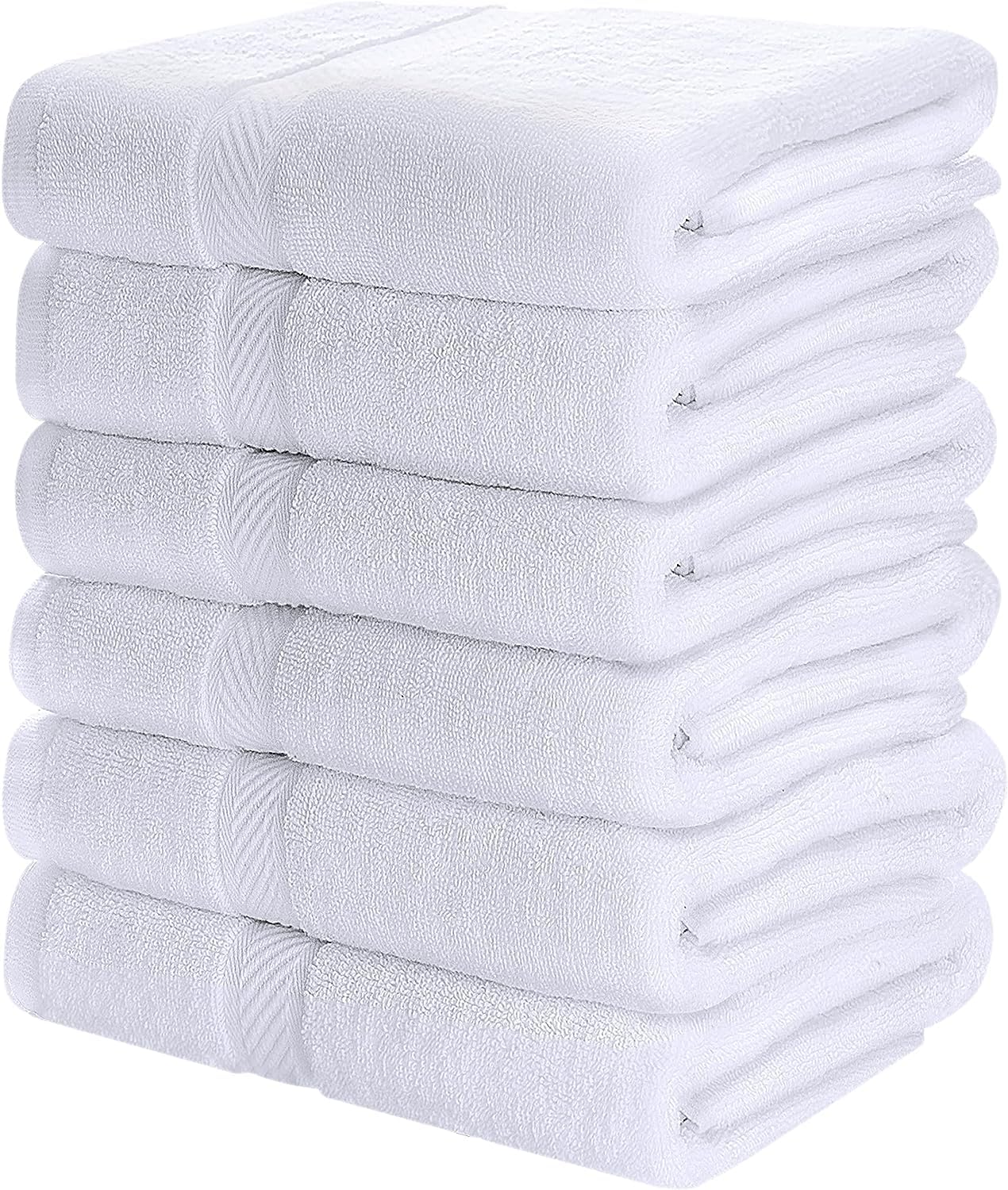 Simpli-Magic 79404 White Bath Towels 25x50 Inches - Lightweight, Highly Absorbent & Quick Drying Pool, Spa & Gym Towels - Perfect for Swimming, Workout & Relaxation