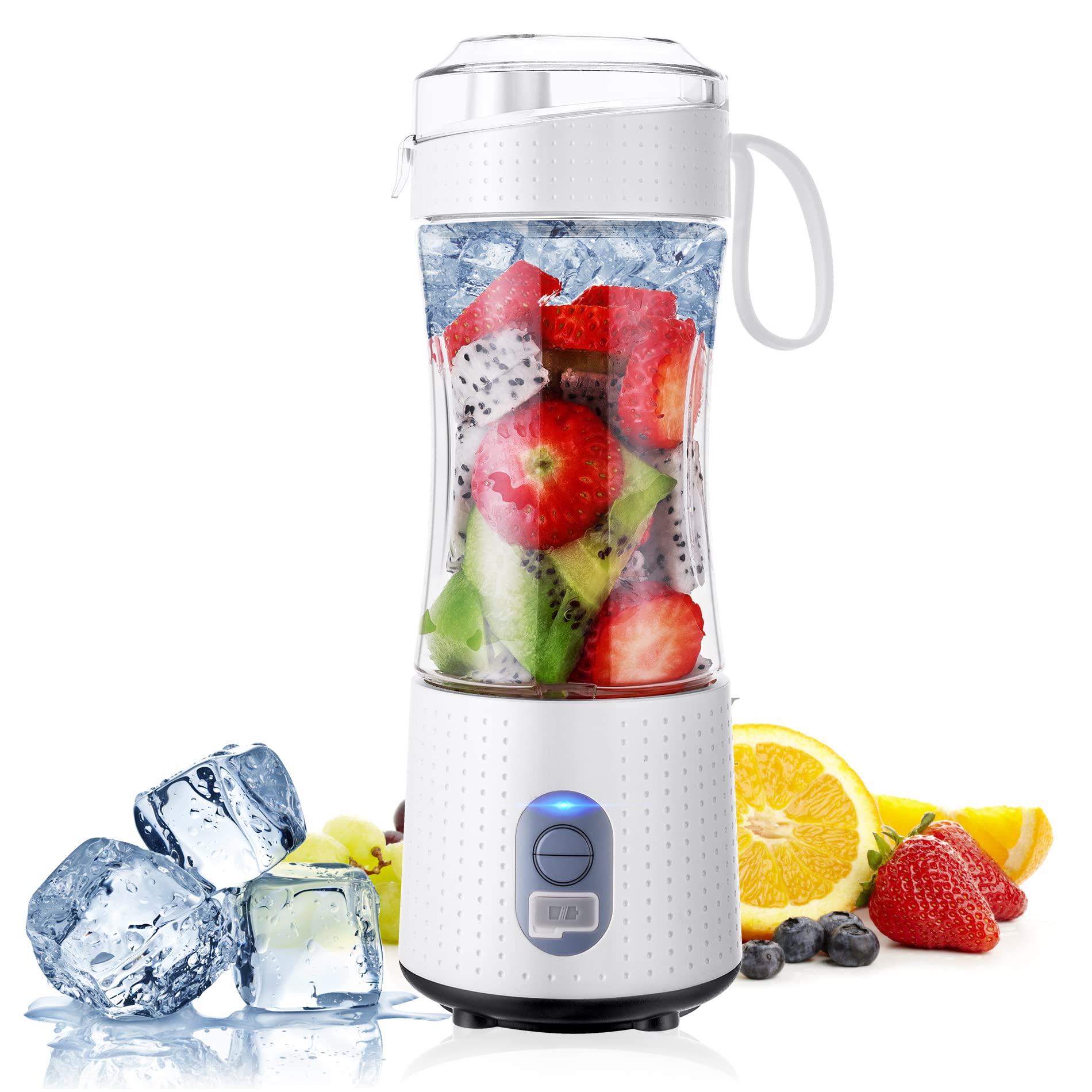 TOPESCT 380ML Portable Blender for Smoothies, Shakes & Fresh Juice - 4000mAh Rechargeable Battery, 6 Sharp Blades - BPA-Free Mini Blender for Sports, Travel, Gym & Outdoor Activities (White)