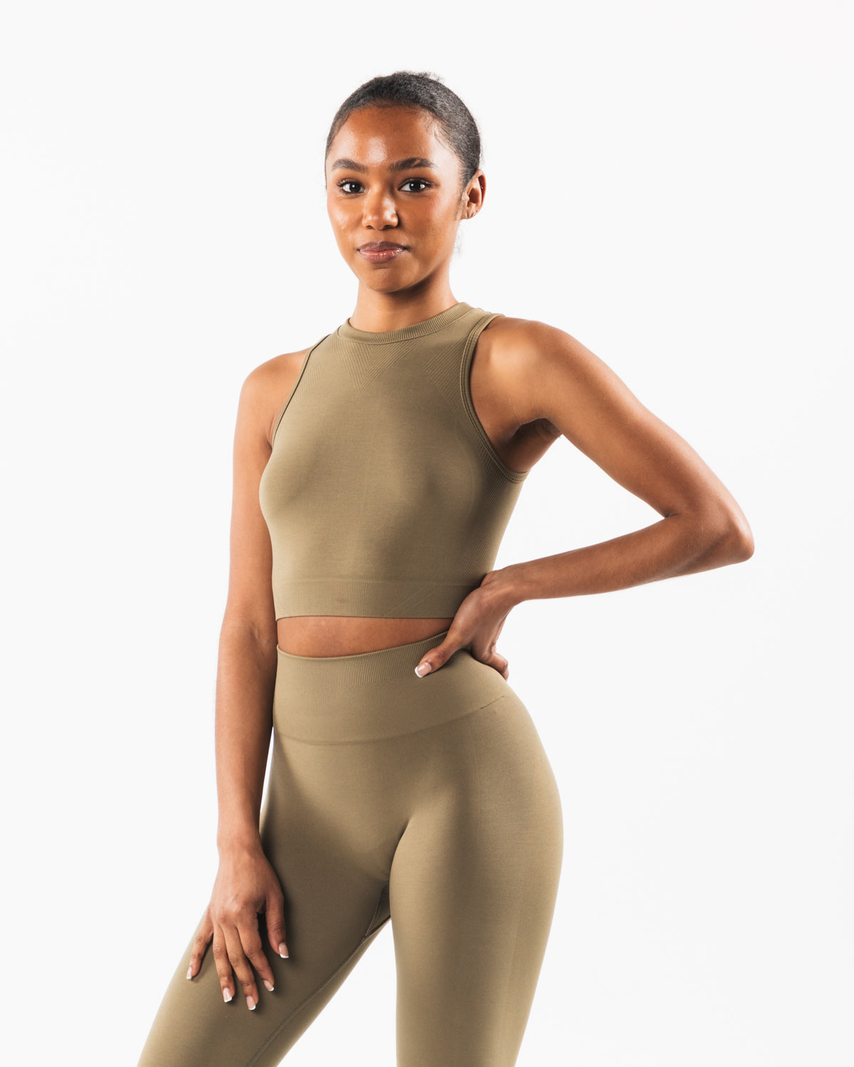 Stratus Crop Tank Top for Women - Soft Comfortable Willow Green Yoga Shirt - Perfect for Workouts, Yoga, and Casual Wear